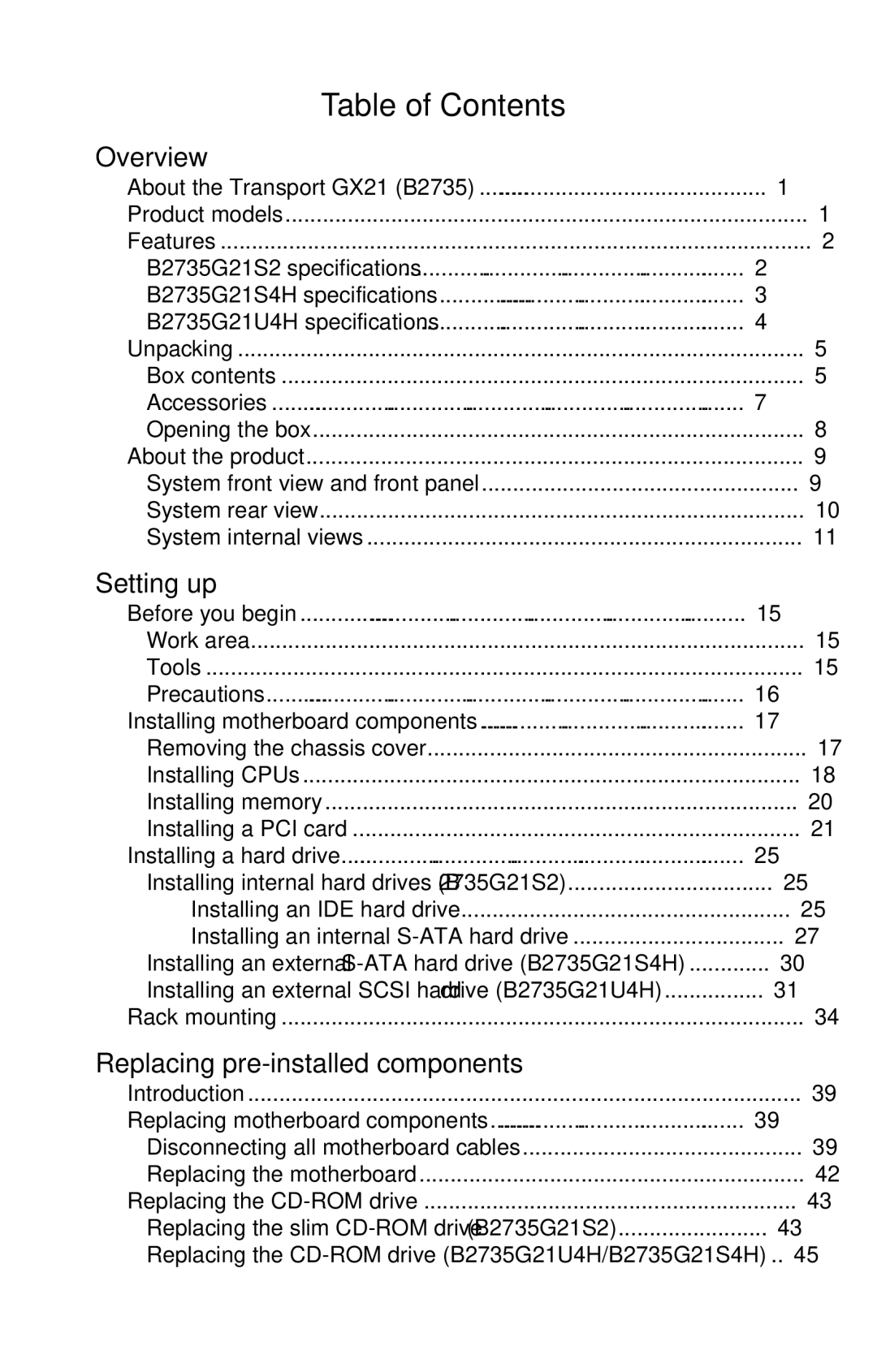 Tyan Computer B2735 user manual Table of Contents 