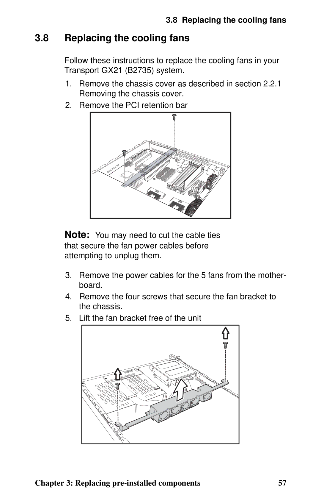 Tyan Computer B2735 user manual Replacing the cooling fans 