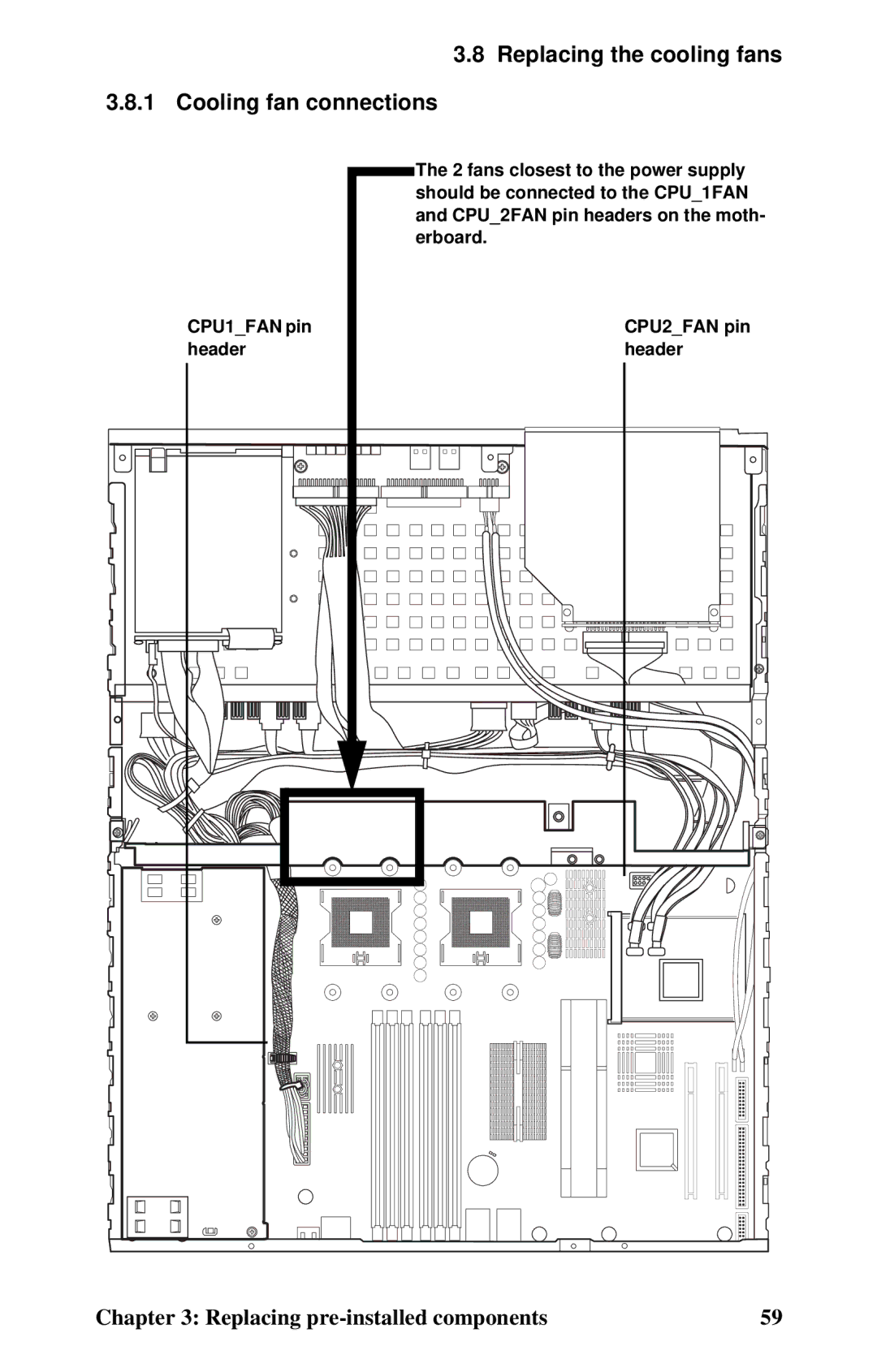 Tyan Computer B2735 user manual Replacing the cooling fans Cooling fan connections 