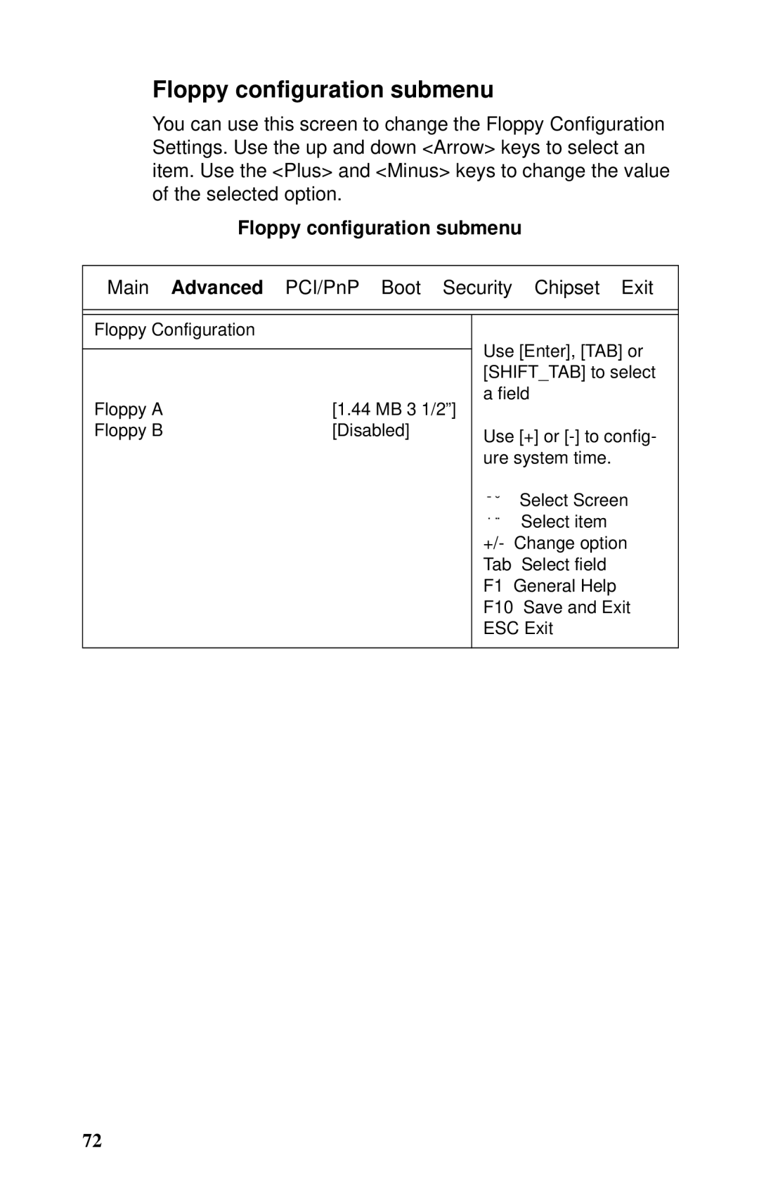 Tyan Computer B2735 user manual Floppy configuration submenu 