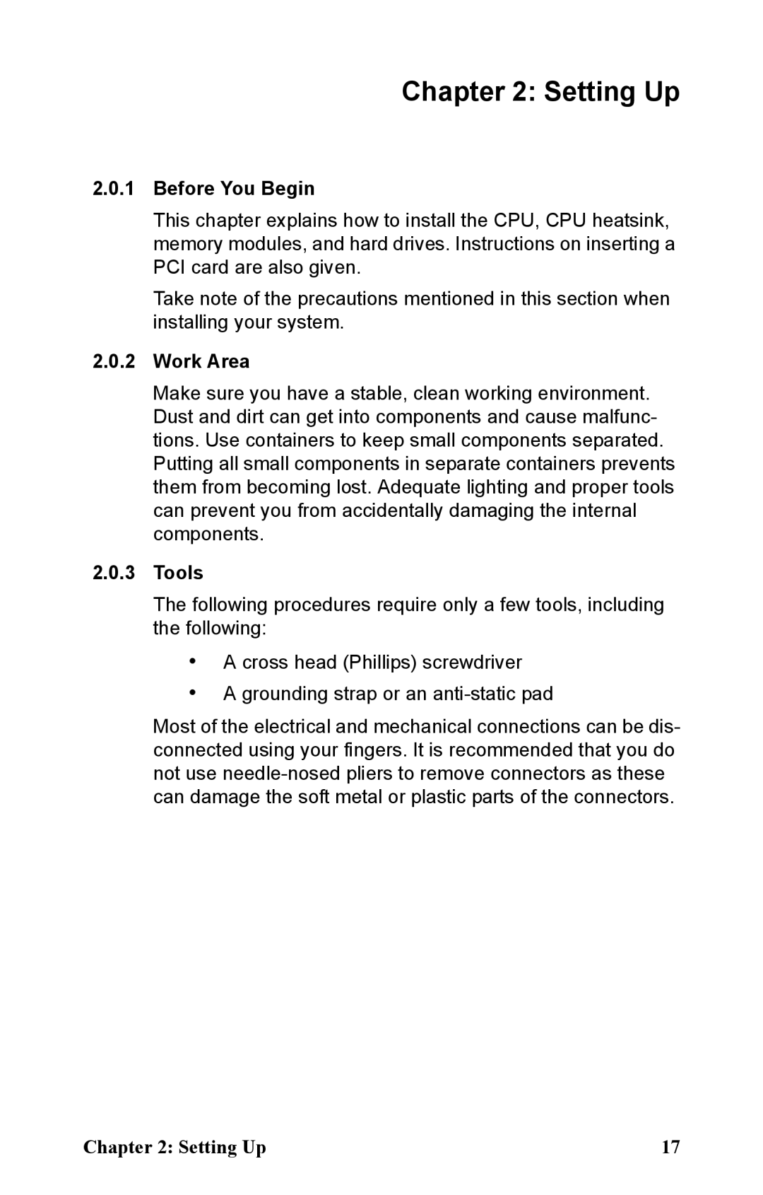 Tyan Computer B2881 manual Before You Begin, Work Area, Tools 