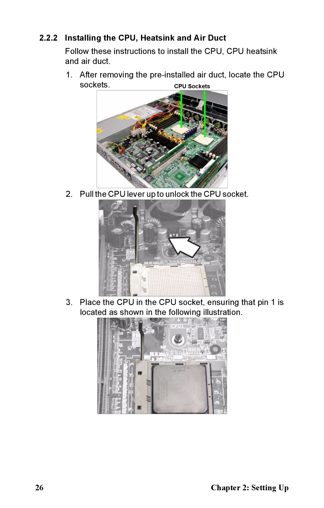 Tyan Computer B2881 manual Installing the CPU, Heatsink and Air Duct 