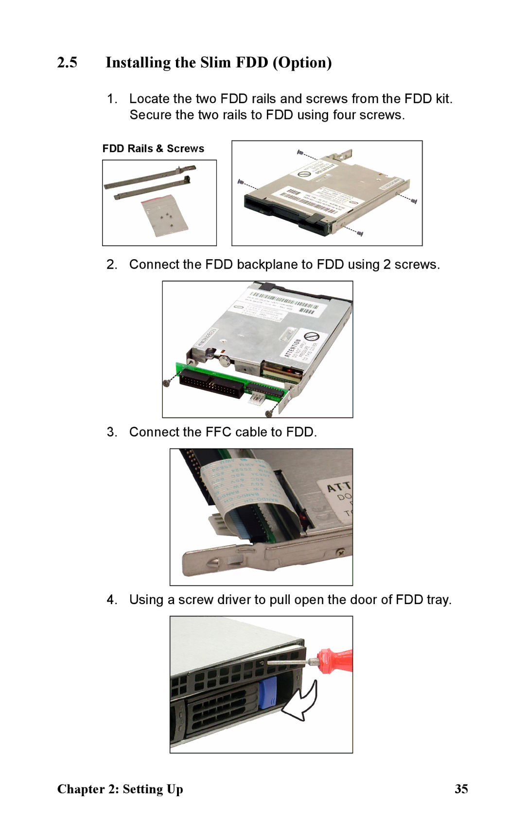 Tyan Computer B2881 manual Installing the Slim FDD Option 