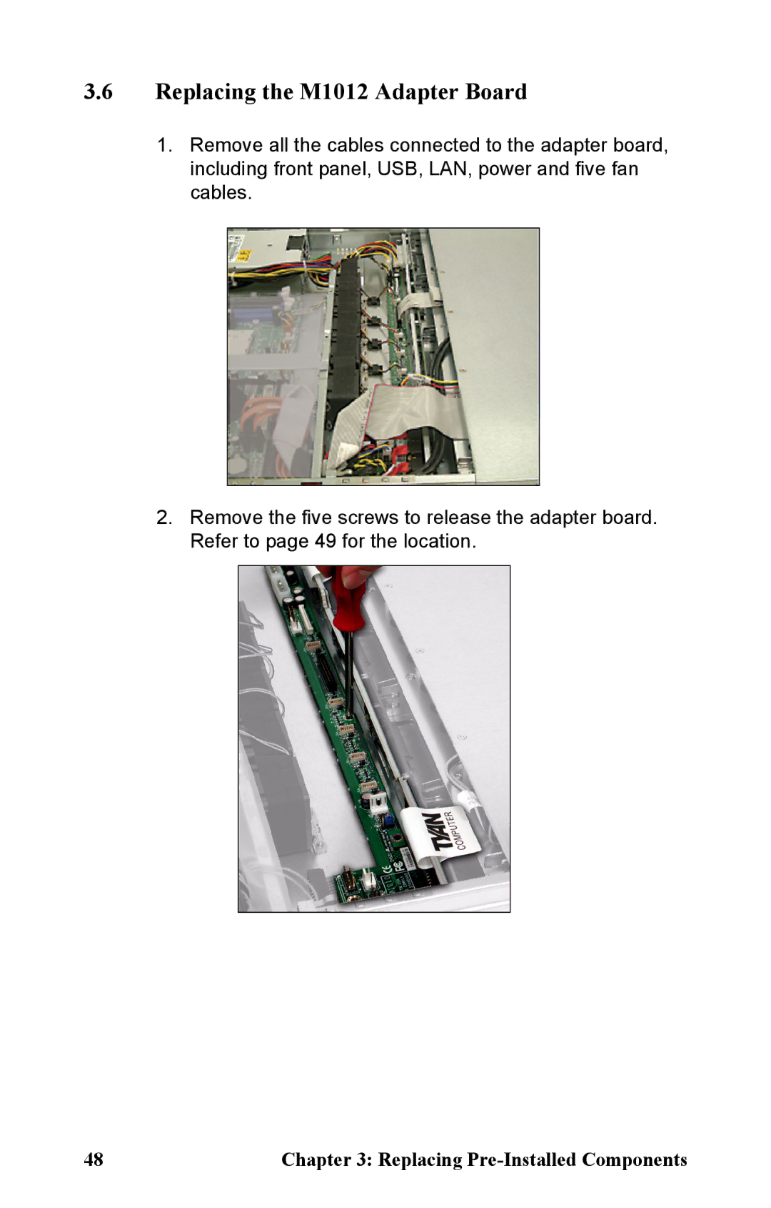 Tyan Computer B2881 manual Replacing the M1012 Adapter Board 