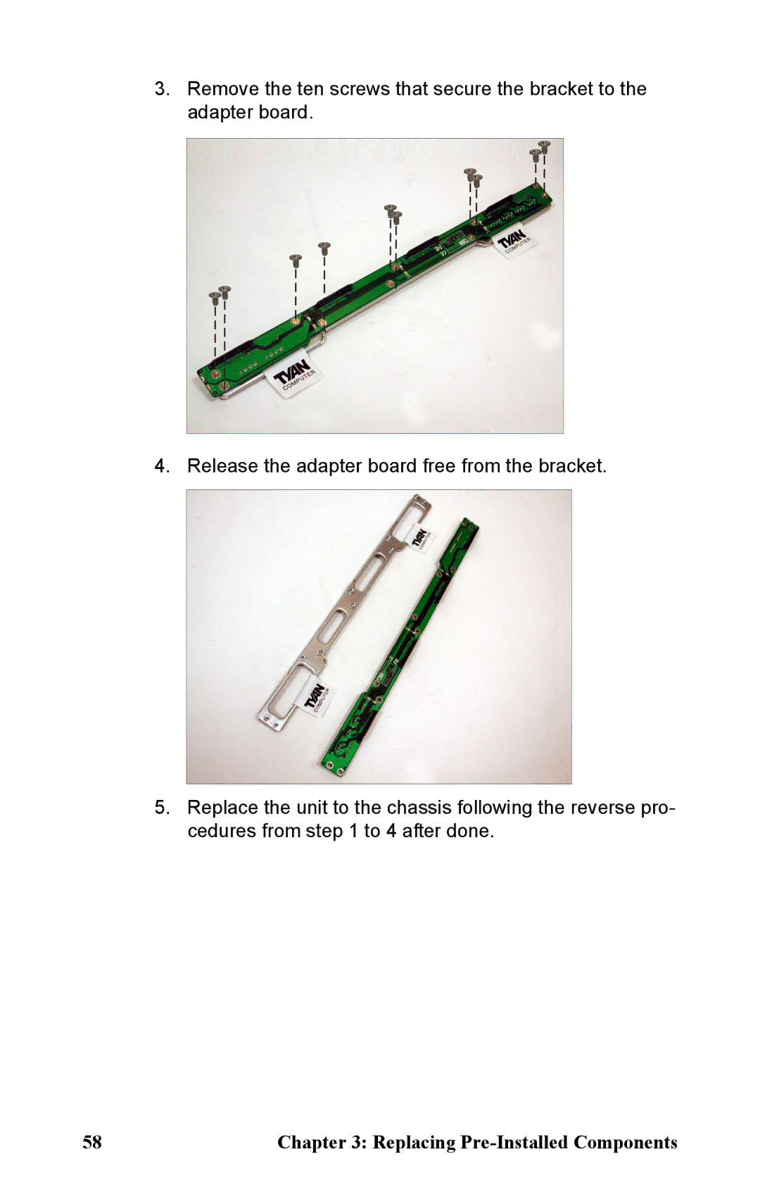 Tyan Computer B2881 manual Replacing Pre-Installed Components 