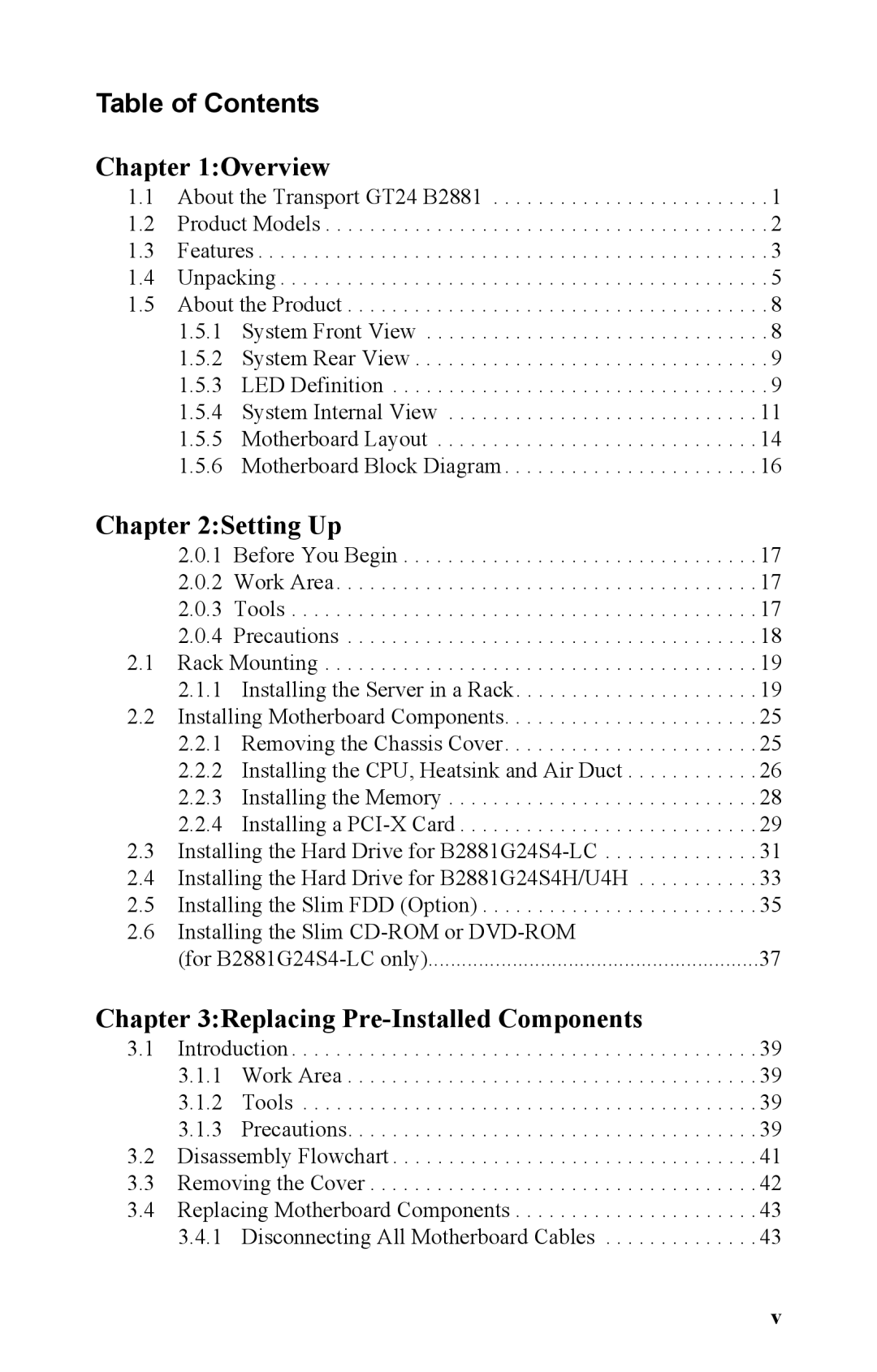 Tyan Computer B2881 manual Table of Contents 