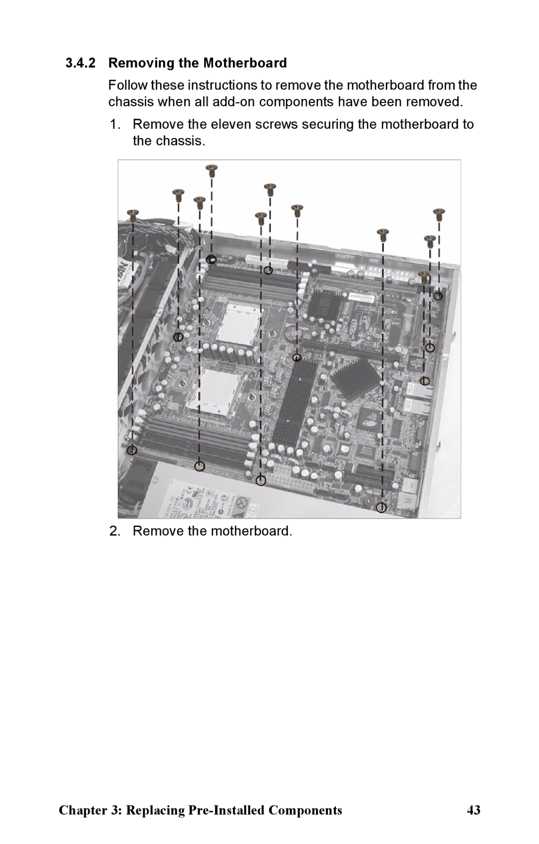 Tyan Computer B2891 manual Removing the Motherboard 