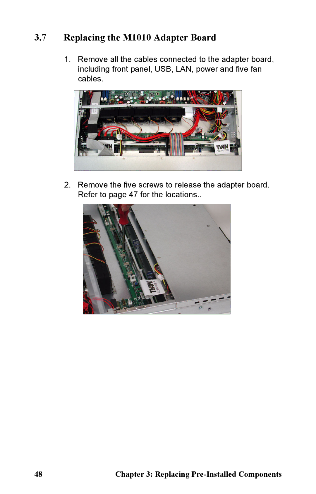 Tyan Computer B2891 manual Replacing the M1010 Adapter Board 