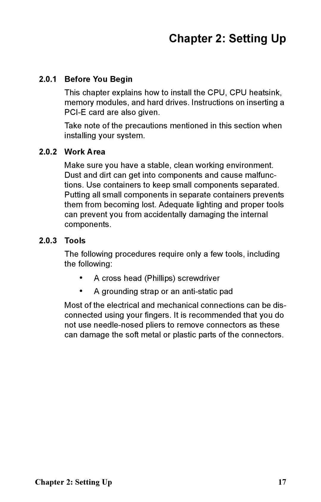 Tyan Computer B2933 manual Before You Begin, Work Area, Tools 