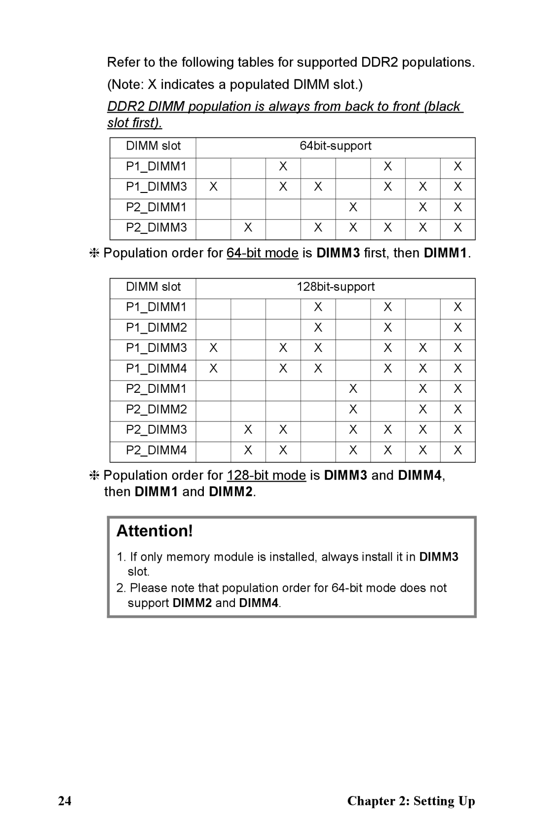 Tyan Computer B2933 manual Population order for 64-bit mode is DIMM3 first, then DIMM1 