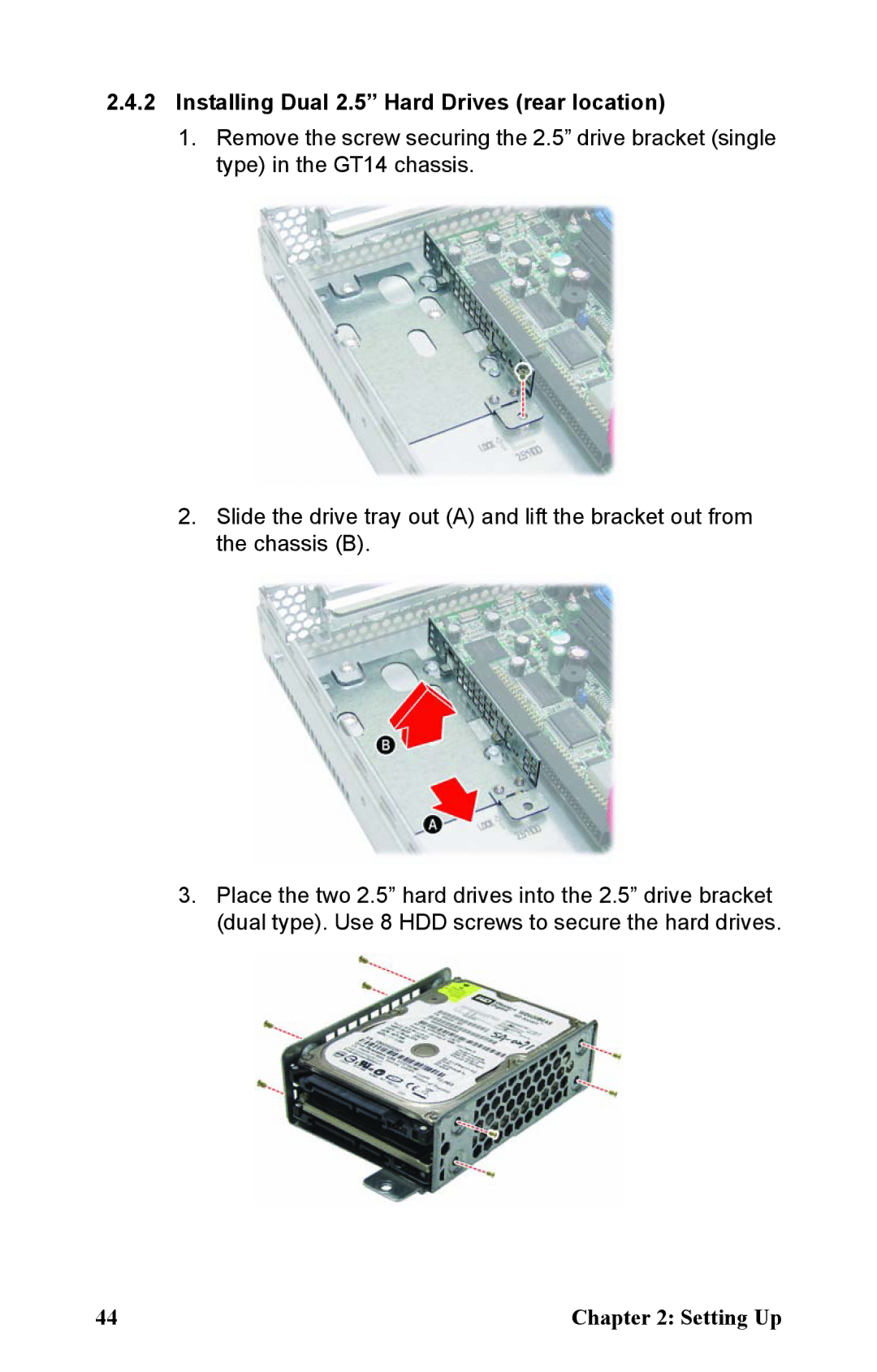 Tyan Computer B2933 manual Installing Dual 2.5 Hard Drives rear location 