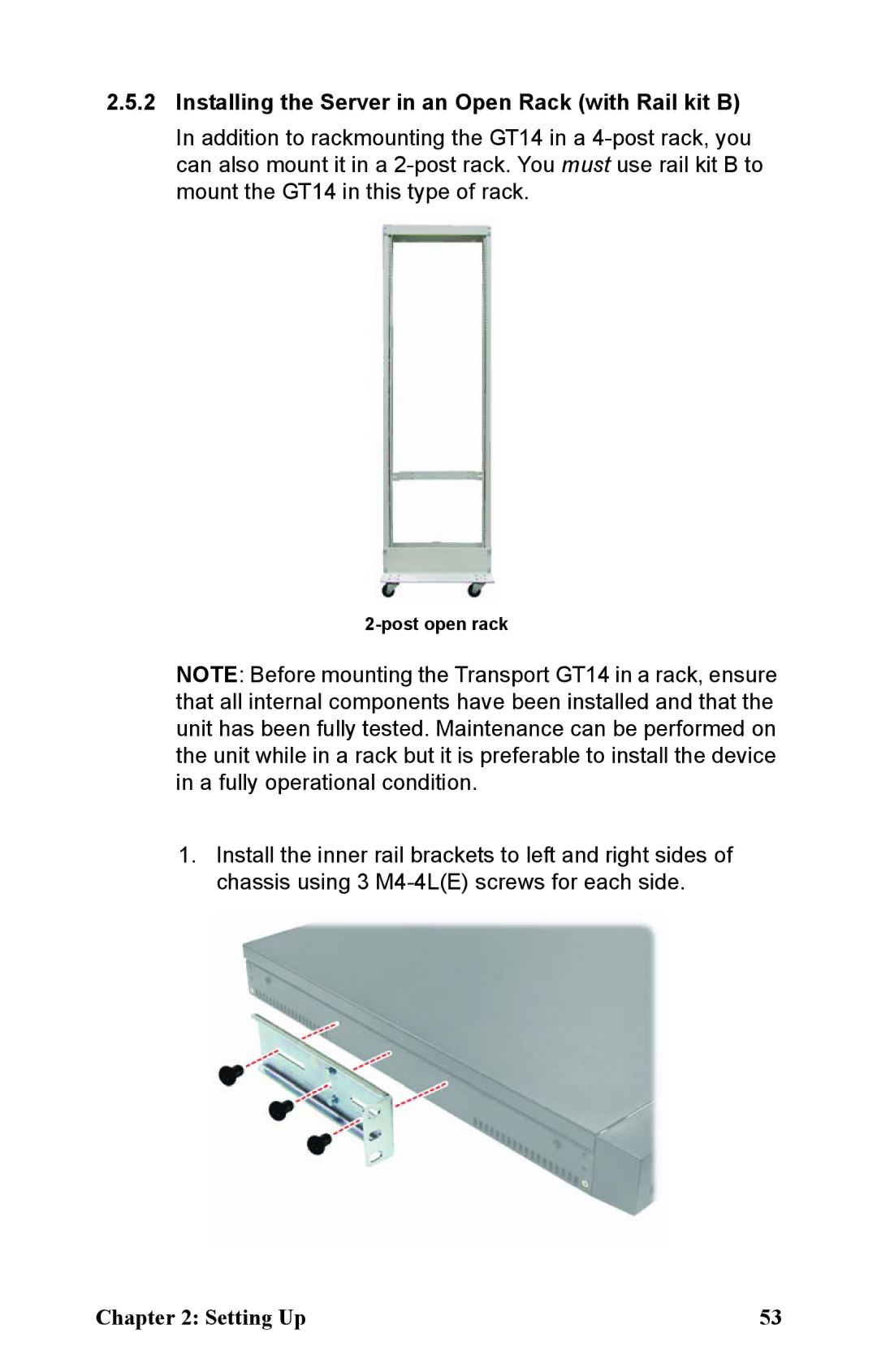 Tyan Computer B2933 manual Installing the Server in an Open Rack with Rail kit B 