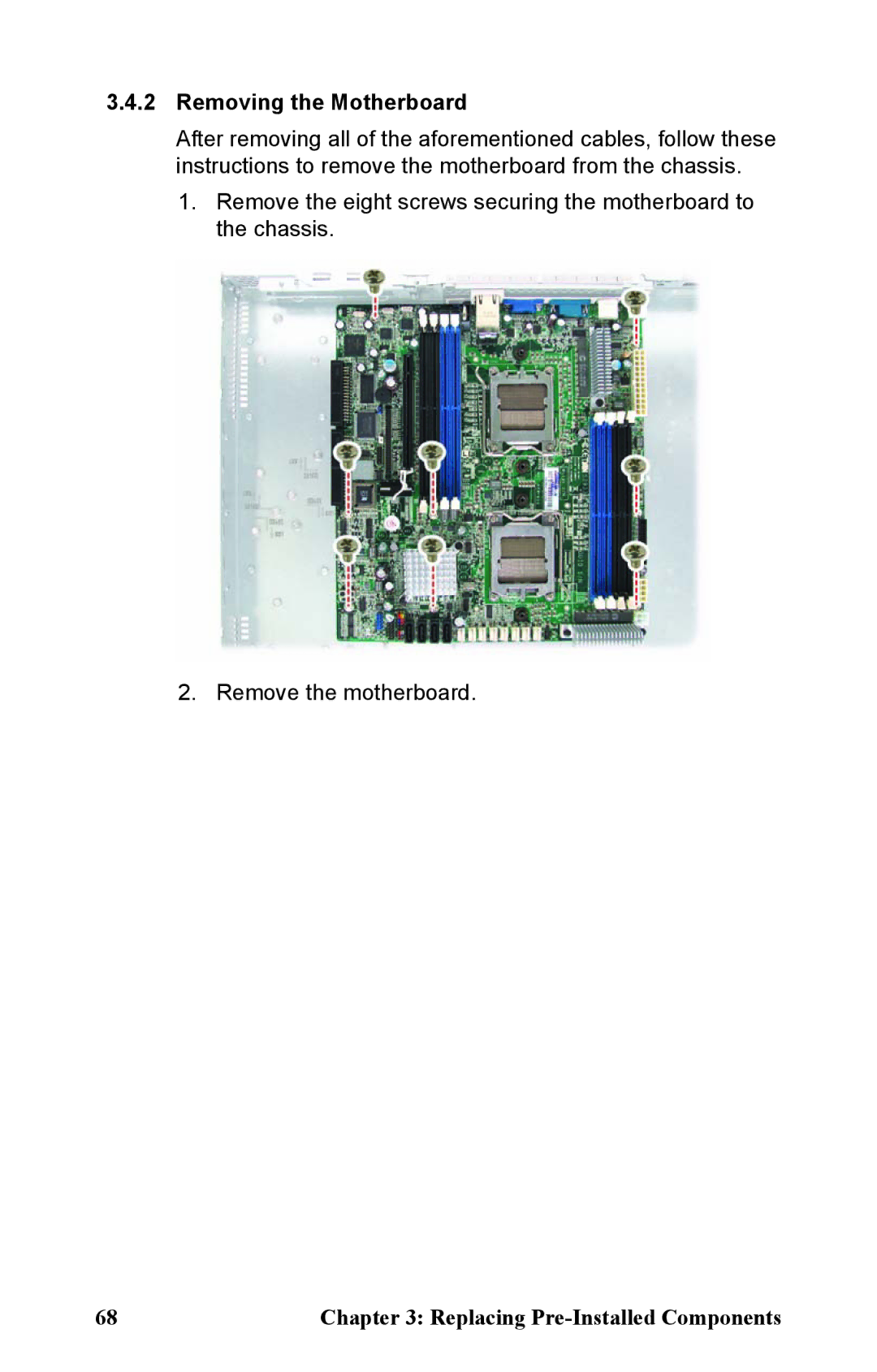 Tyan Computer B2933 manual Removing the Motherboard 