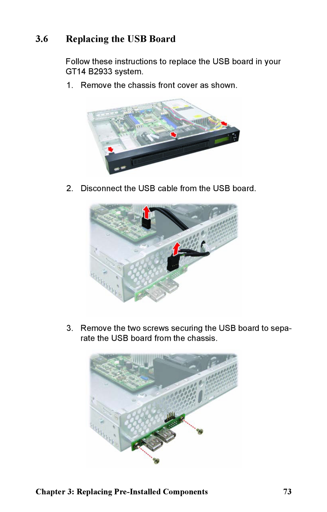 Tyan Computer B2933 manual Replacing the USB Board 