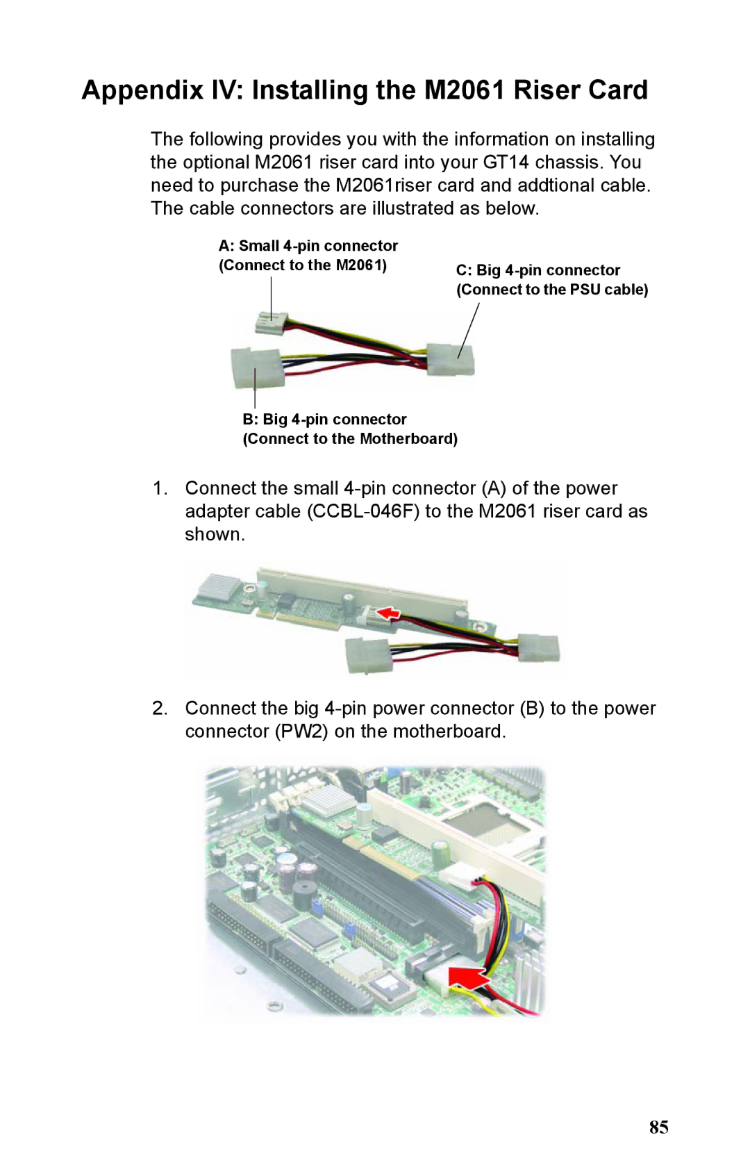 Tyan Computer B2933 manual Appendix IV Installing the M2061 Riser Card 