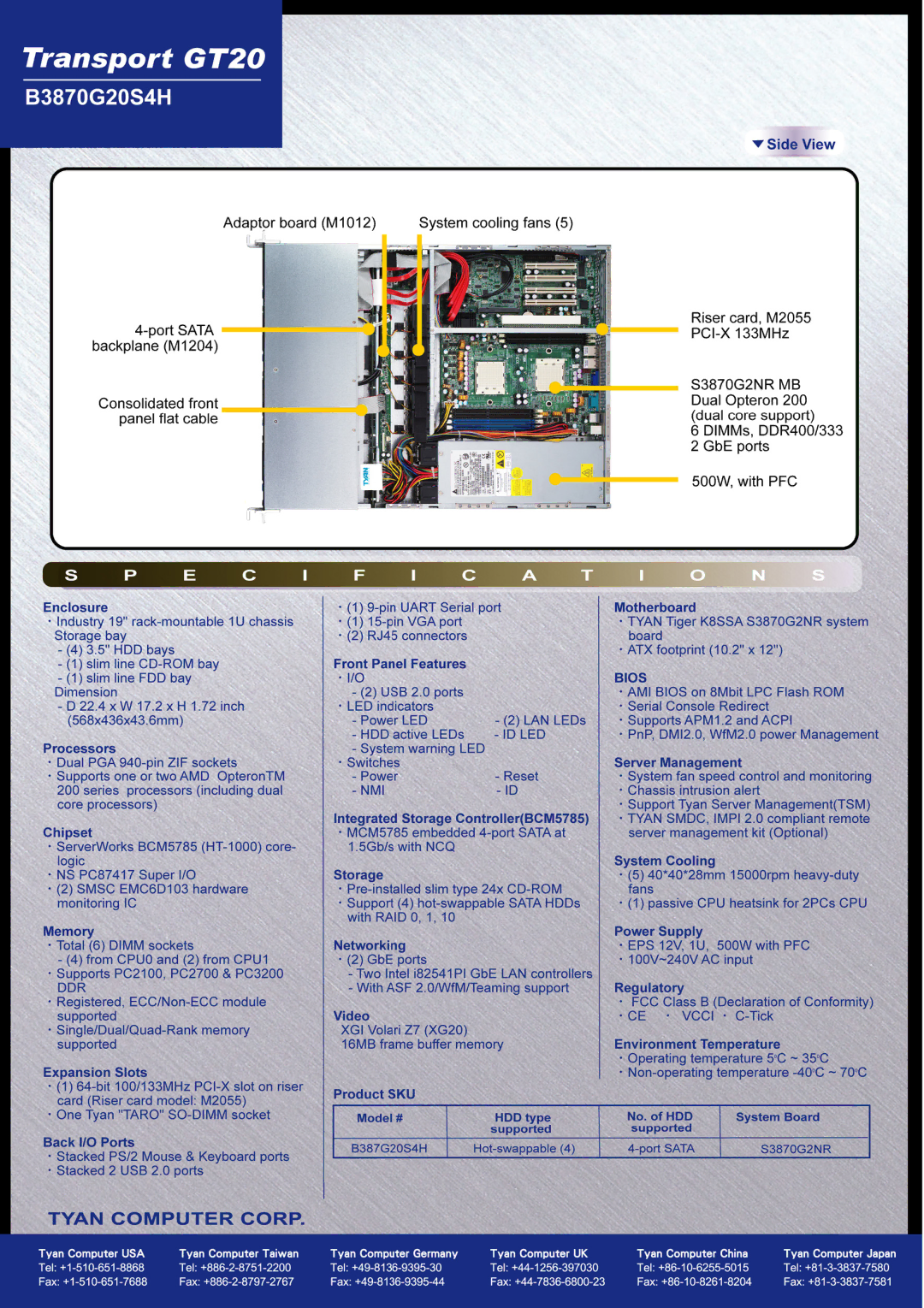 Tyan Computer B3870G20S4H manual 