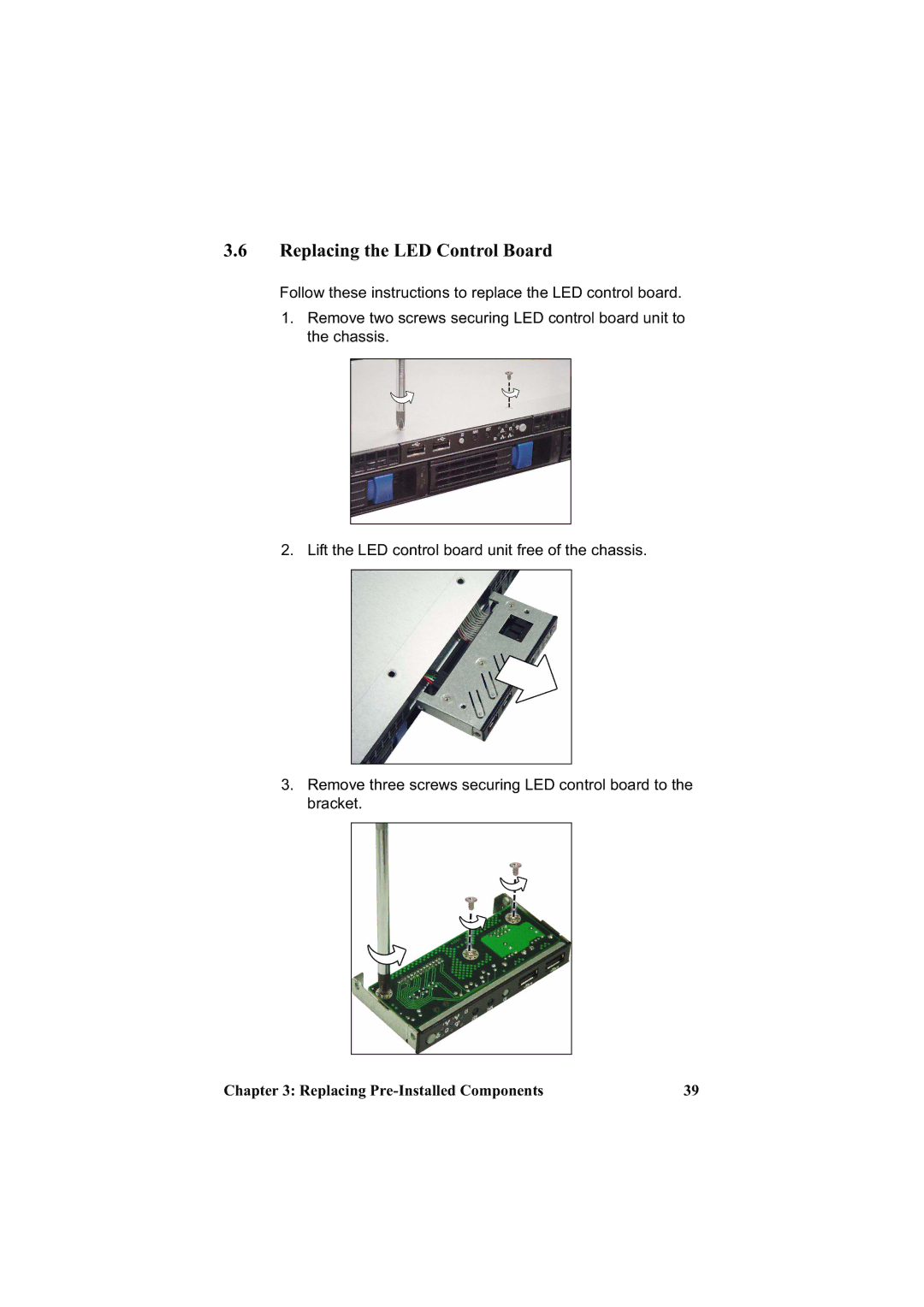 Tyan Computer B3970-U manual Replacing the LED Control Board 