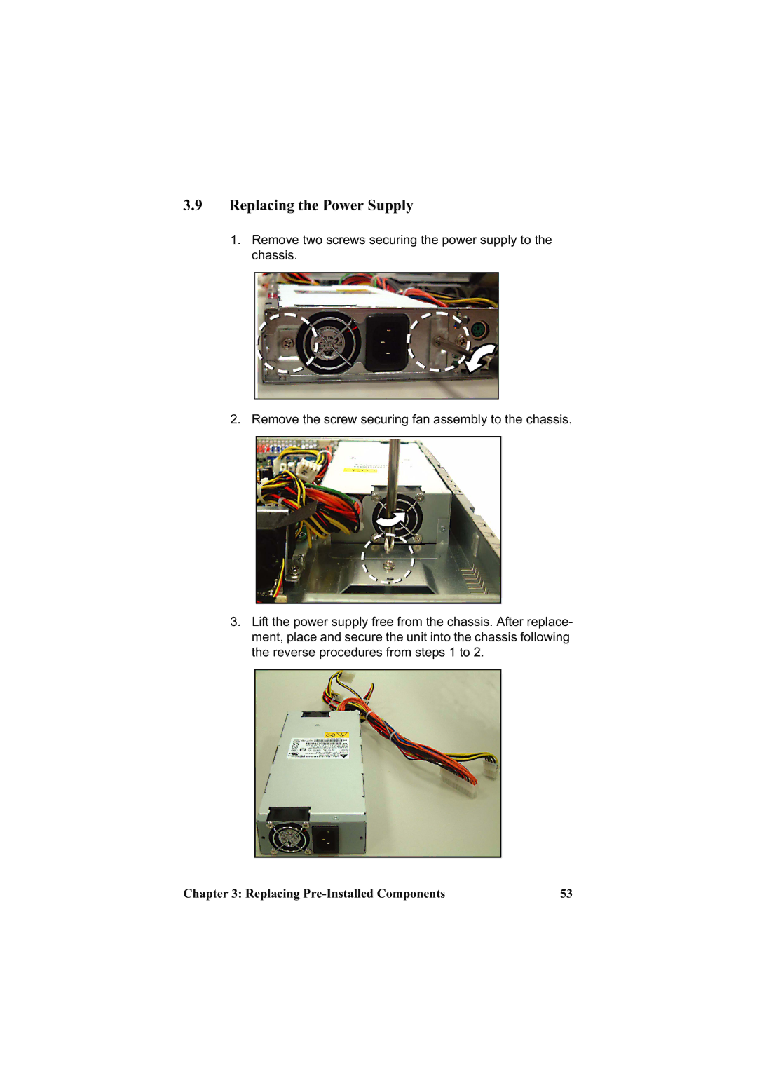 Tyan Computer B3970-U manual Replacing the Power Supply 