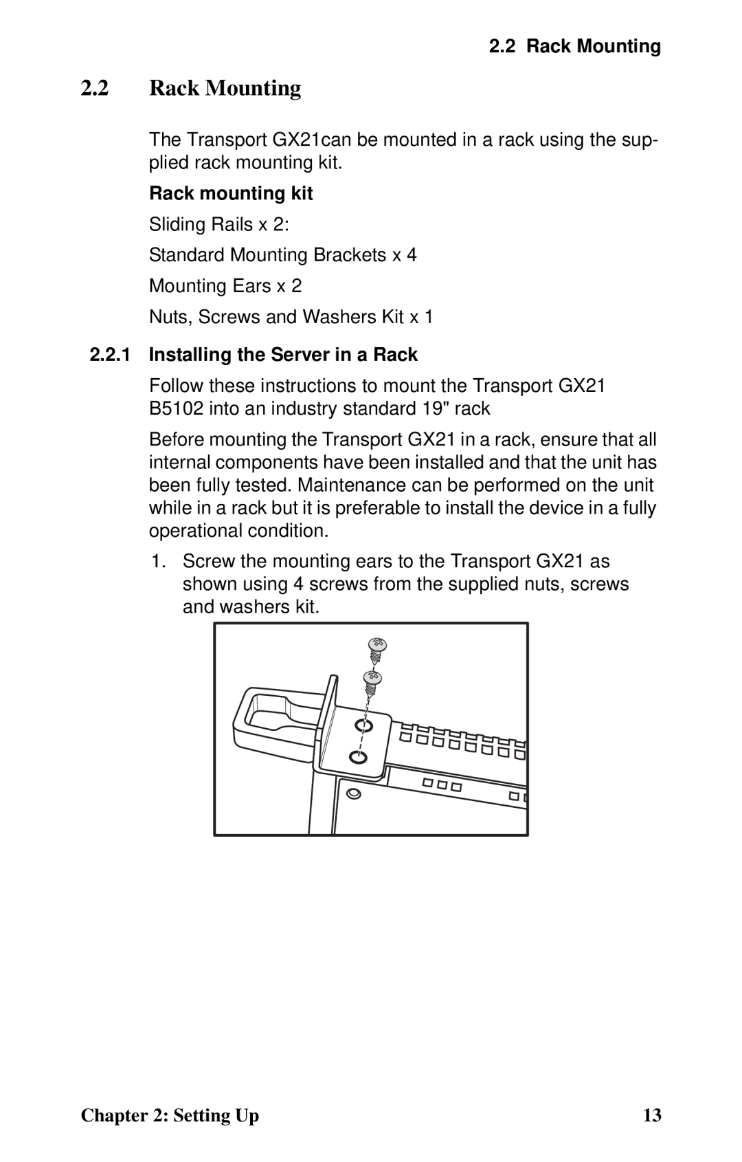 Tyan Computer GX21, B5102 manual Rack Mounting, Rack mounting kit, Installing the Server in a Rack 