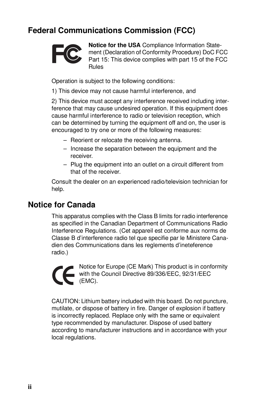 Tyan Computer B5102, GX21 manual Federal Communications Commission FCC 