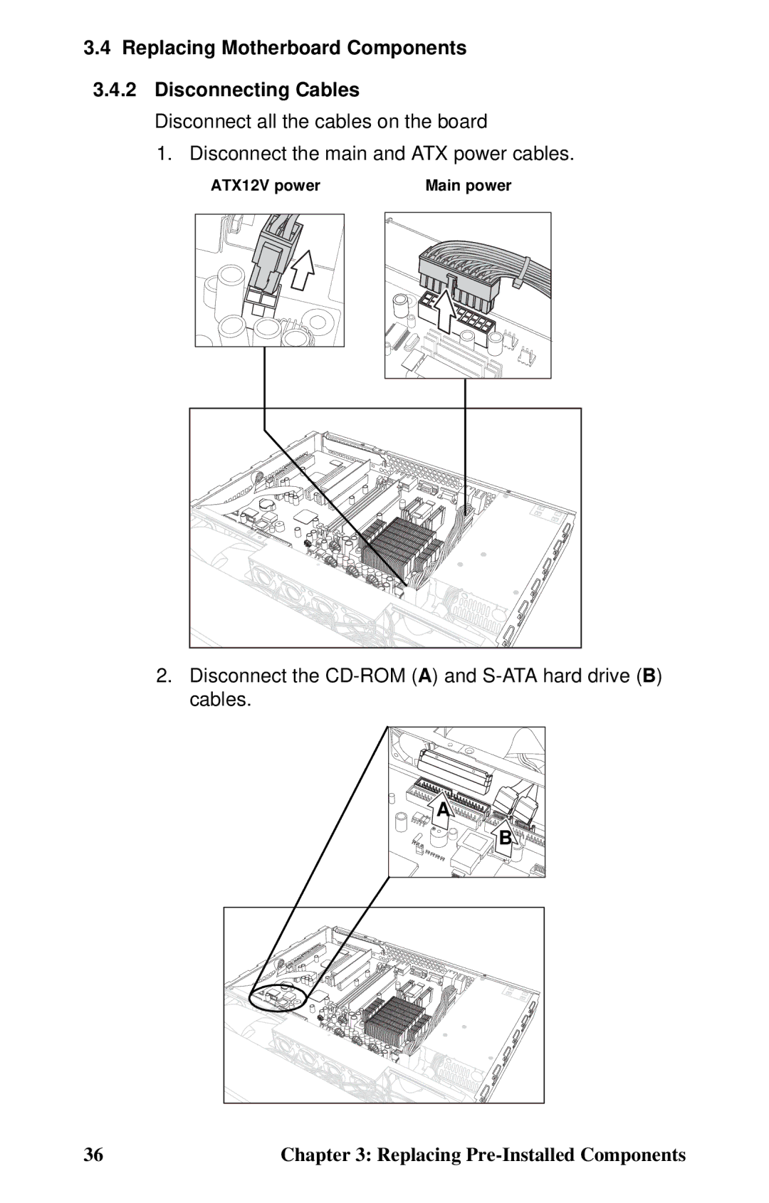 Tyan Computer B5102, GX21 manual Replacing Motherboard Components Disconnecting Cables 