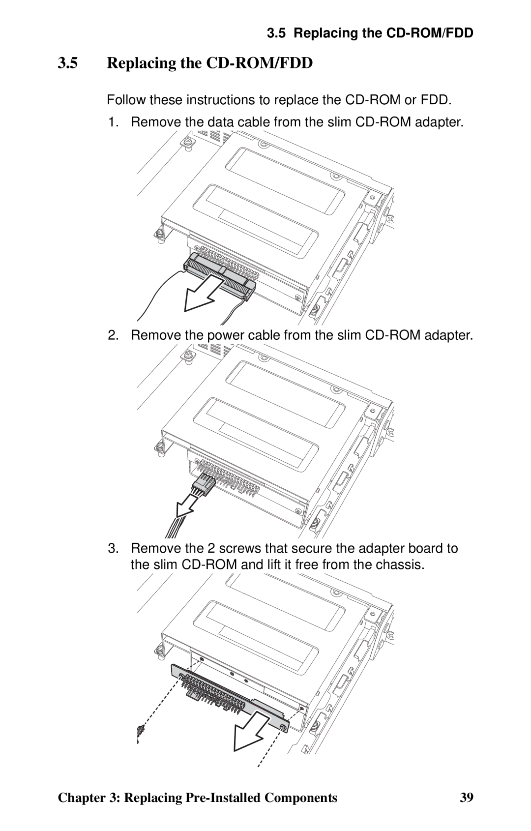 Tyan Computer GX21, B5102 manual Replacing the CD-ROM/FDD 