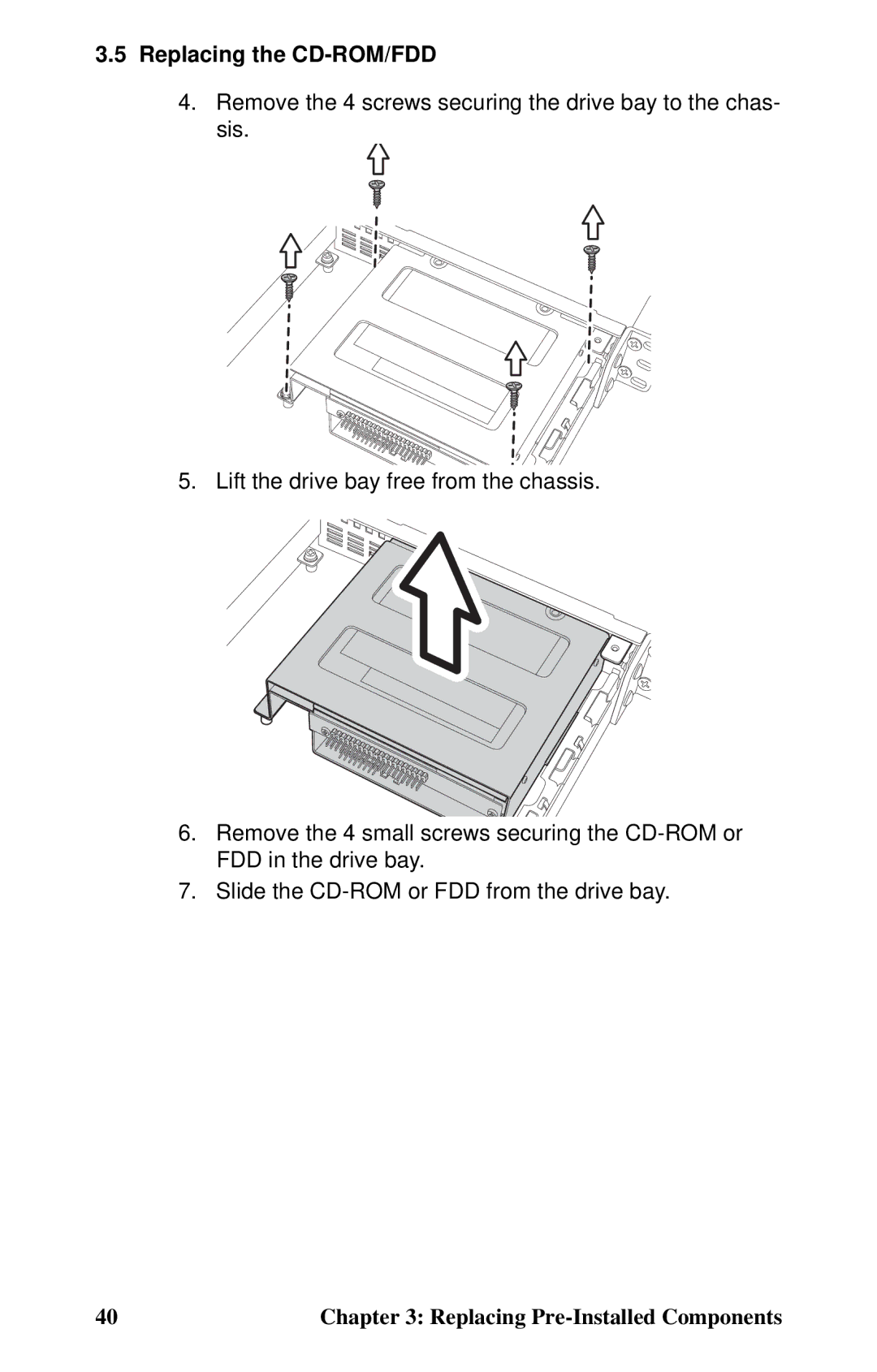 Tyan Computer B5102, GX21 manual Replacing the CD-ROM/FDD 