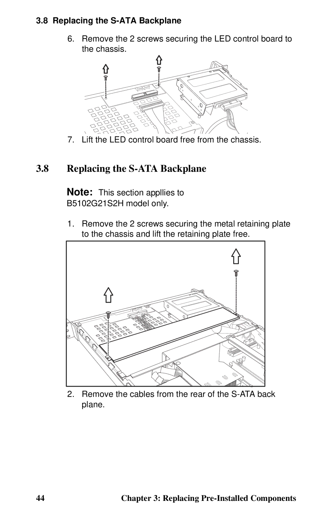 Tyan Computer B5102, GX21 manual Replacing the S-ATA Backplane 