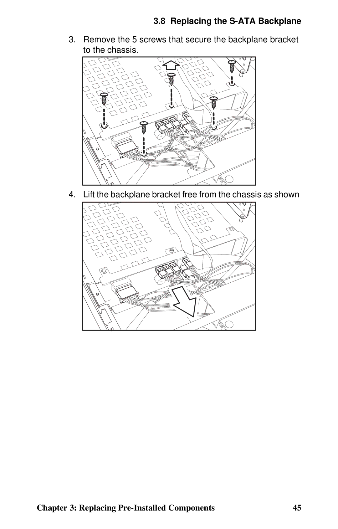 Tyan Computer GX21, B5102 manual Replacing the S-ATA Backplane 