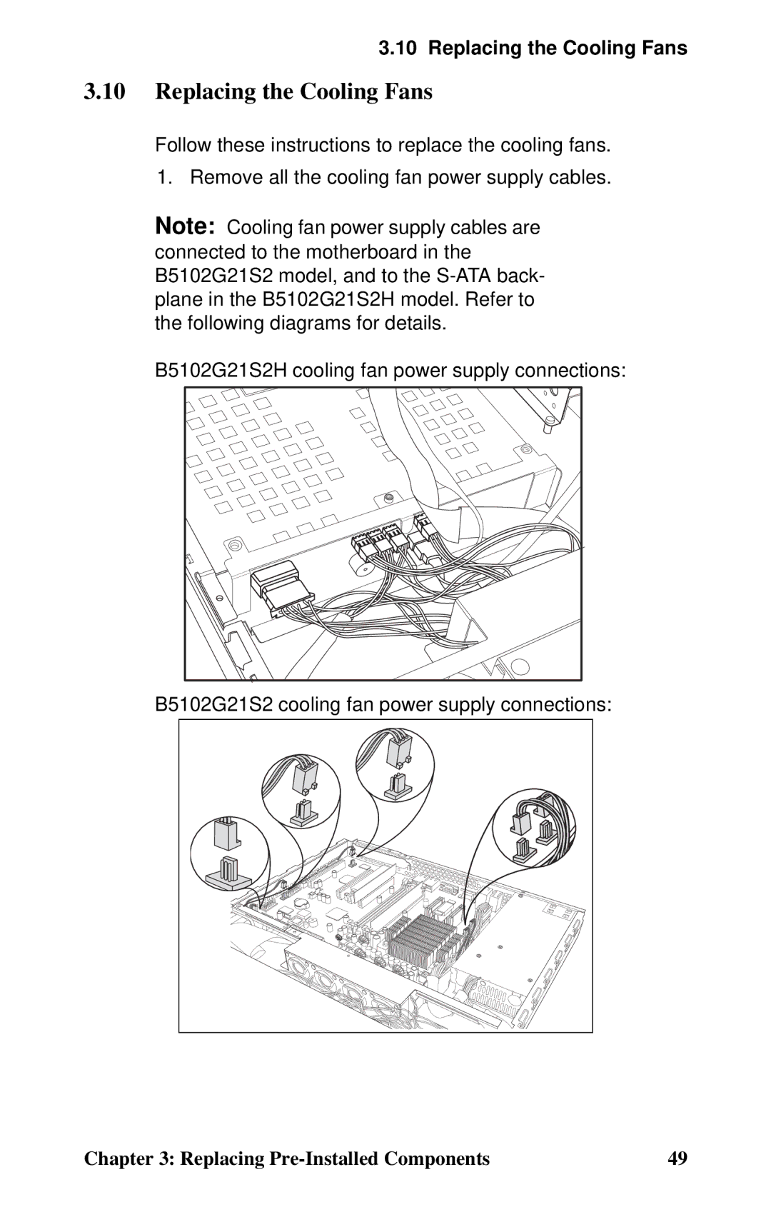 Tyan Computer GX21, B5102 manual Replacing the Cooling Fans 