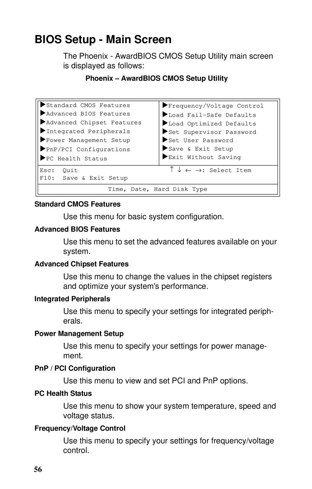 Tyan Computer B5102, GX21 manual Bios Setup Main Screen 