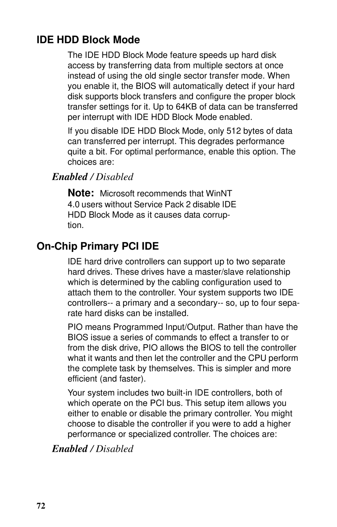 Tyan Computer B5102, GX21 manual IDE HDD Block Mode, On-Chip Primary PCI IDE 