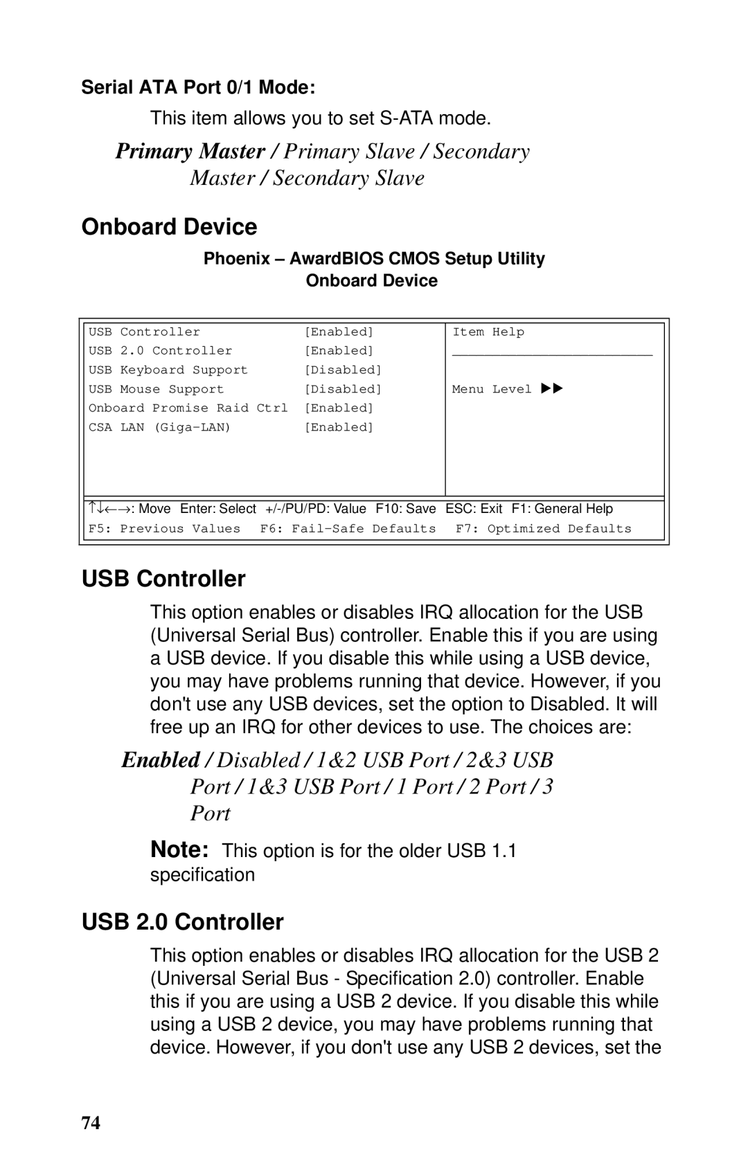 Tyan Computer B5102, GX21 manual Onboard Device, USB Controller, USB 2.0 Controller, Serial ATA Port 0/1 Mode 