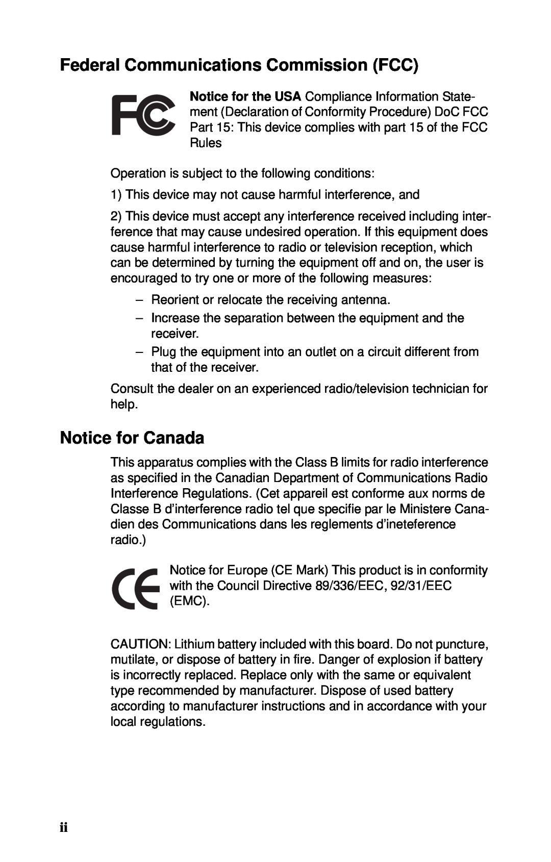 Tyan Computer B5102, GX21 manual Federal Communications Commission FCC, Notice for Canada 