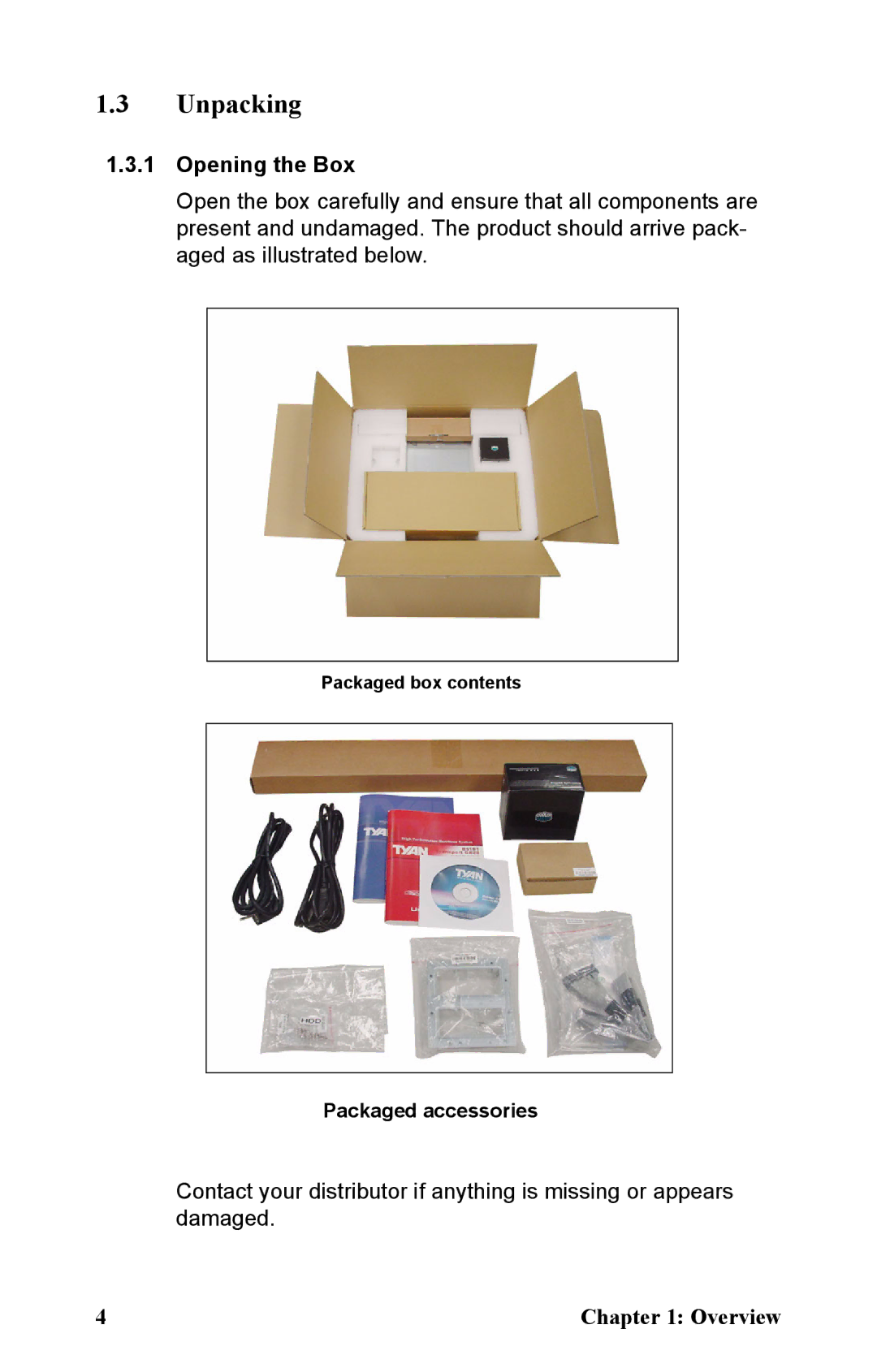 Tyan Computer B5161 manual Unpacking, Opening the Box 