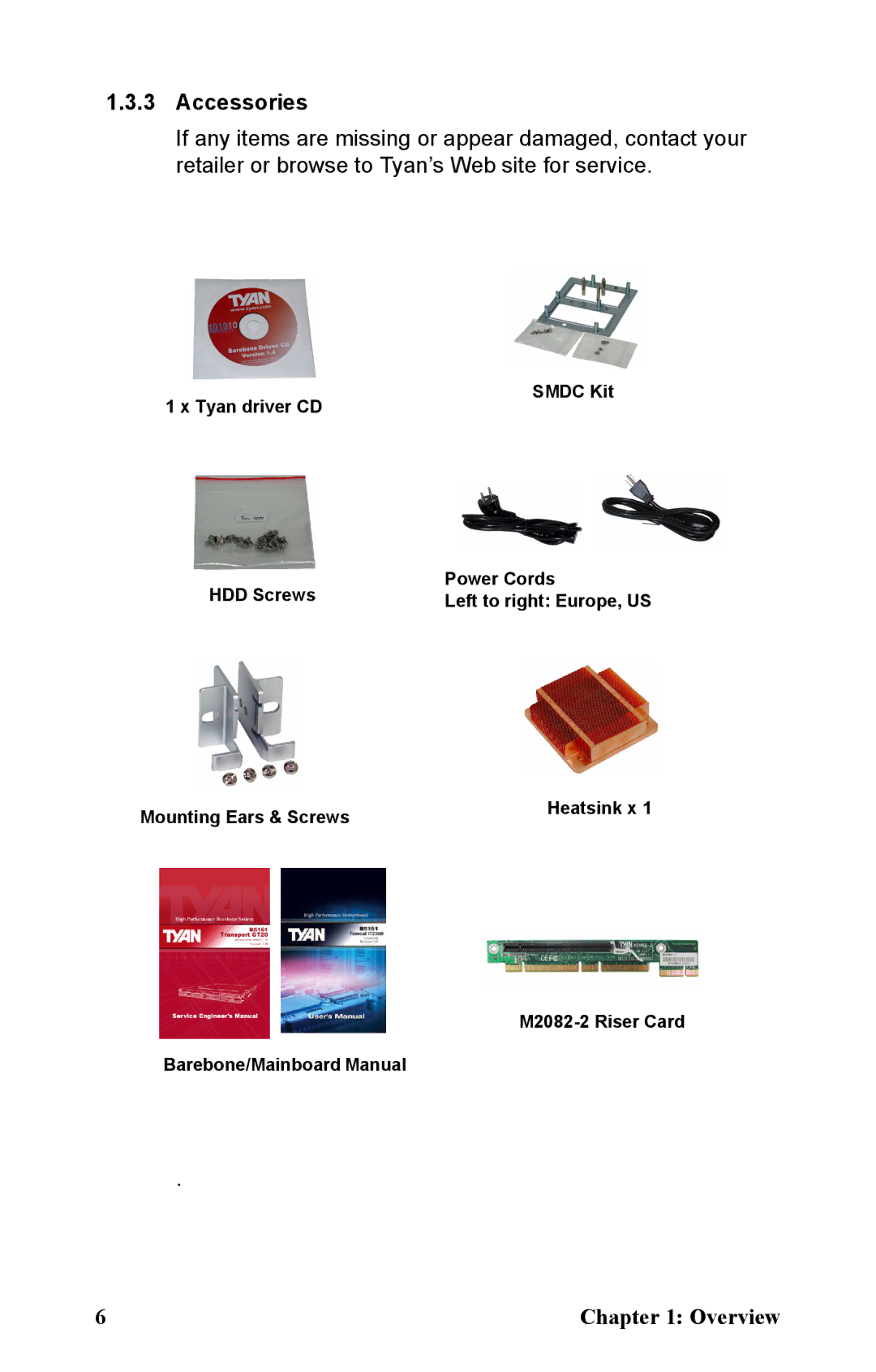 Tyan Computer B5161 manual Accessories 