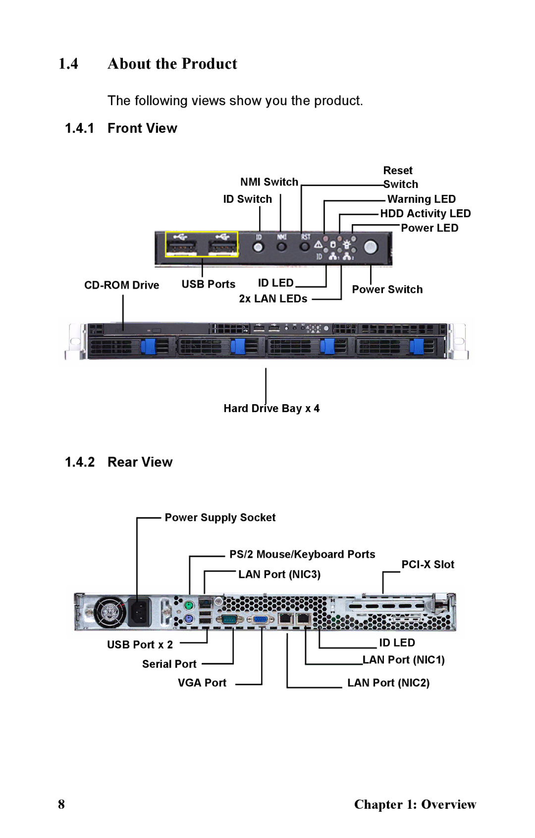 Tyan Computer B5161 manual About the Product, Front View, Rear View 