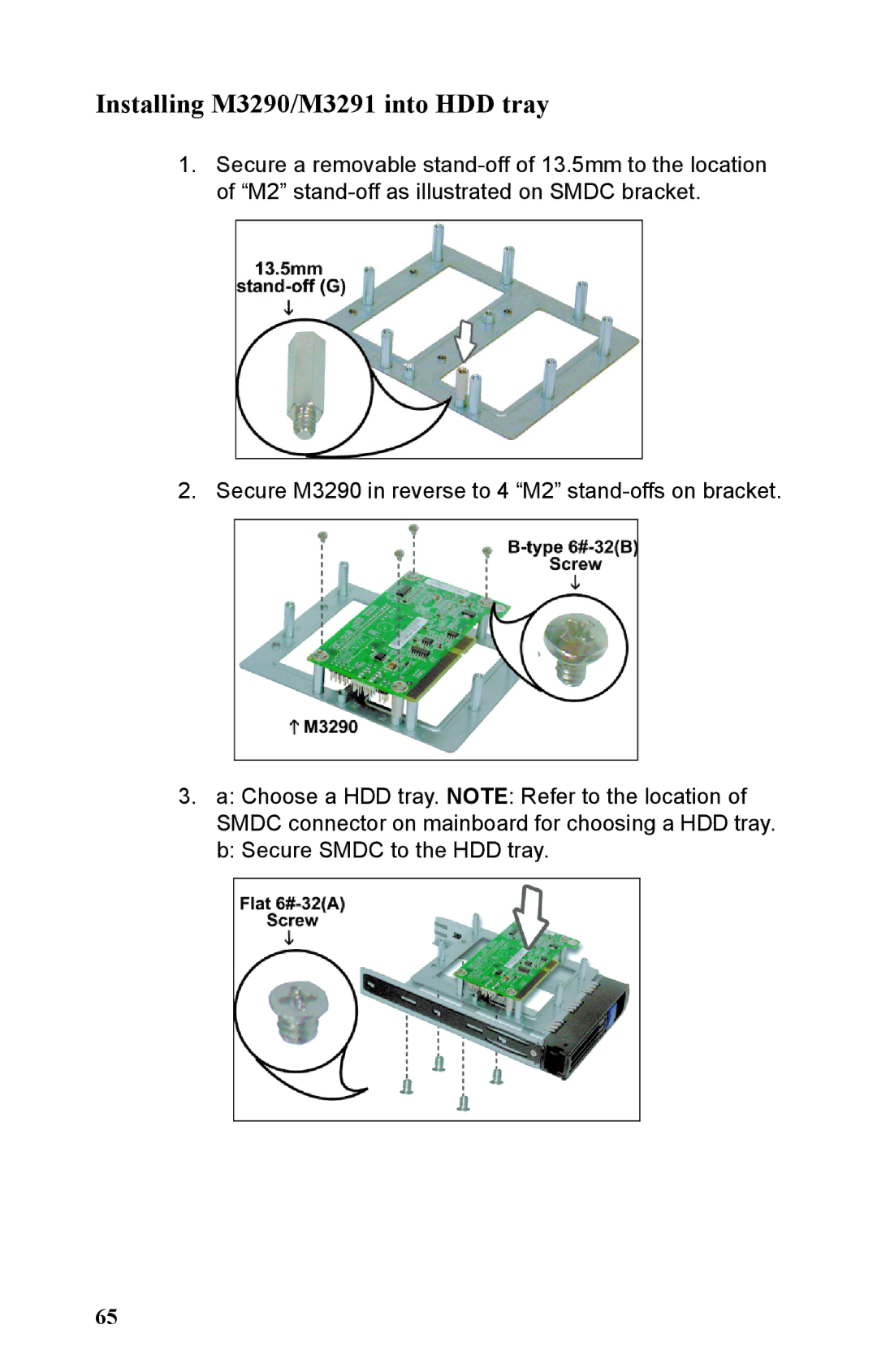 Tyan Computer B5161 manual Installing M3290/M3291 into HDD tray 