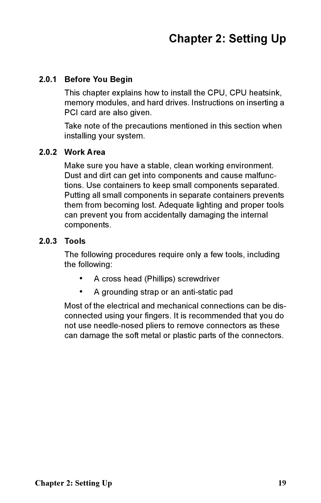 Tyan Computer B5381 manual Before You Begin, Work Area, Tools 