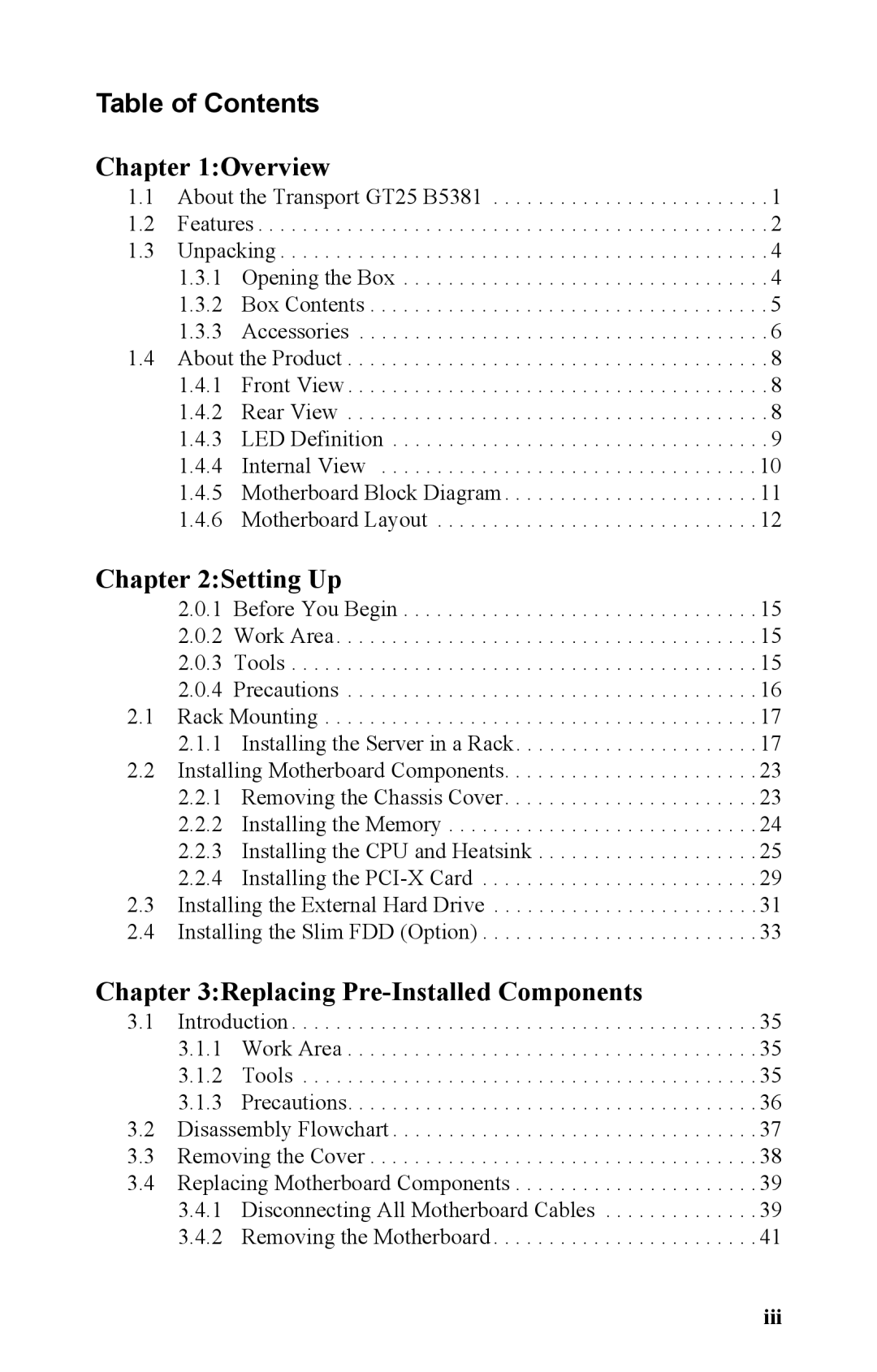 Tyan Computer B5381 manual Table of Contents 