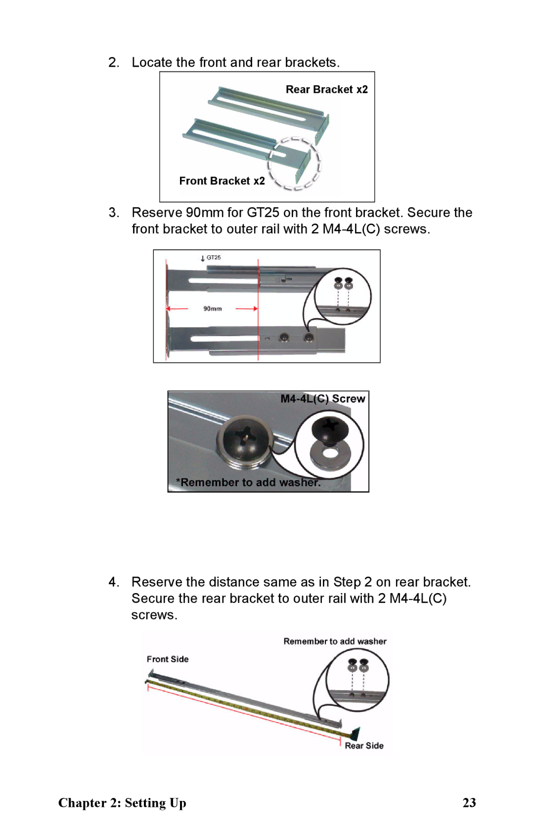 Tyan Computer B5381 manual Locate the front and rear brackets 