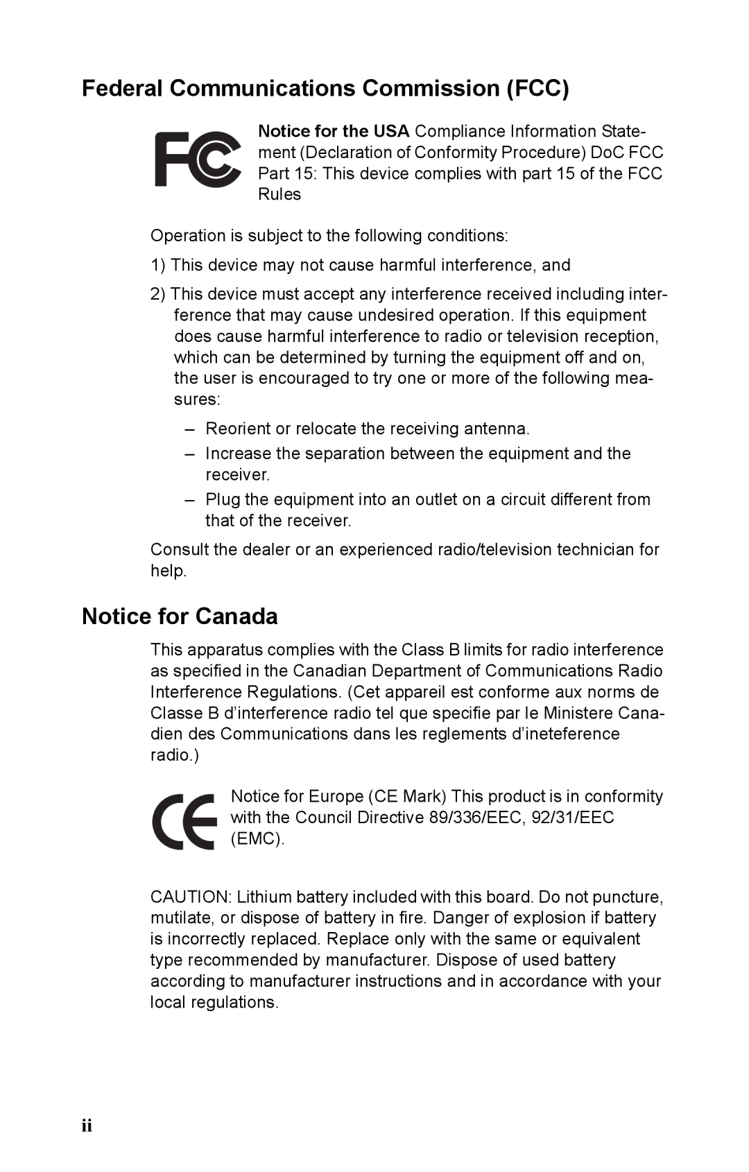 Tyan Computer B5381 manual Federal Communications Commission FCC 