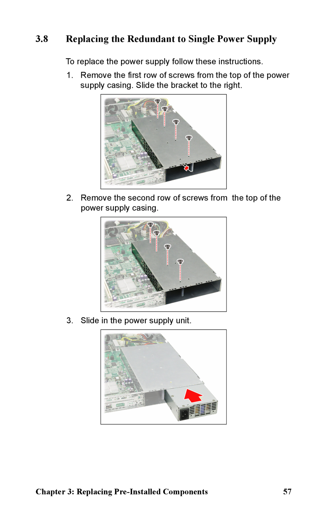 Tyan Computer B5381 manual Replacing the Redundant to Single Power Supply 