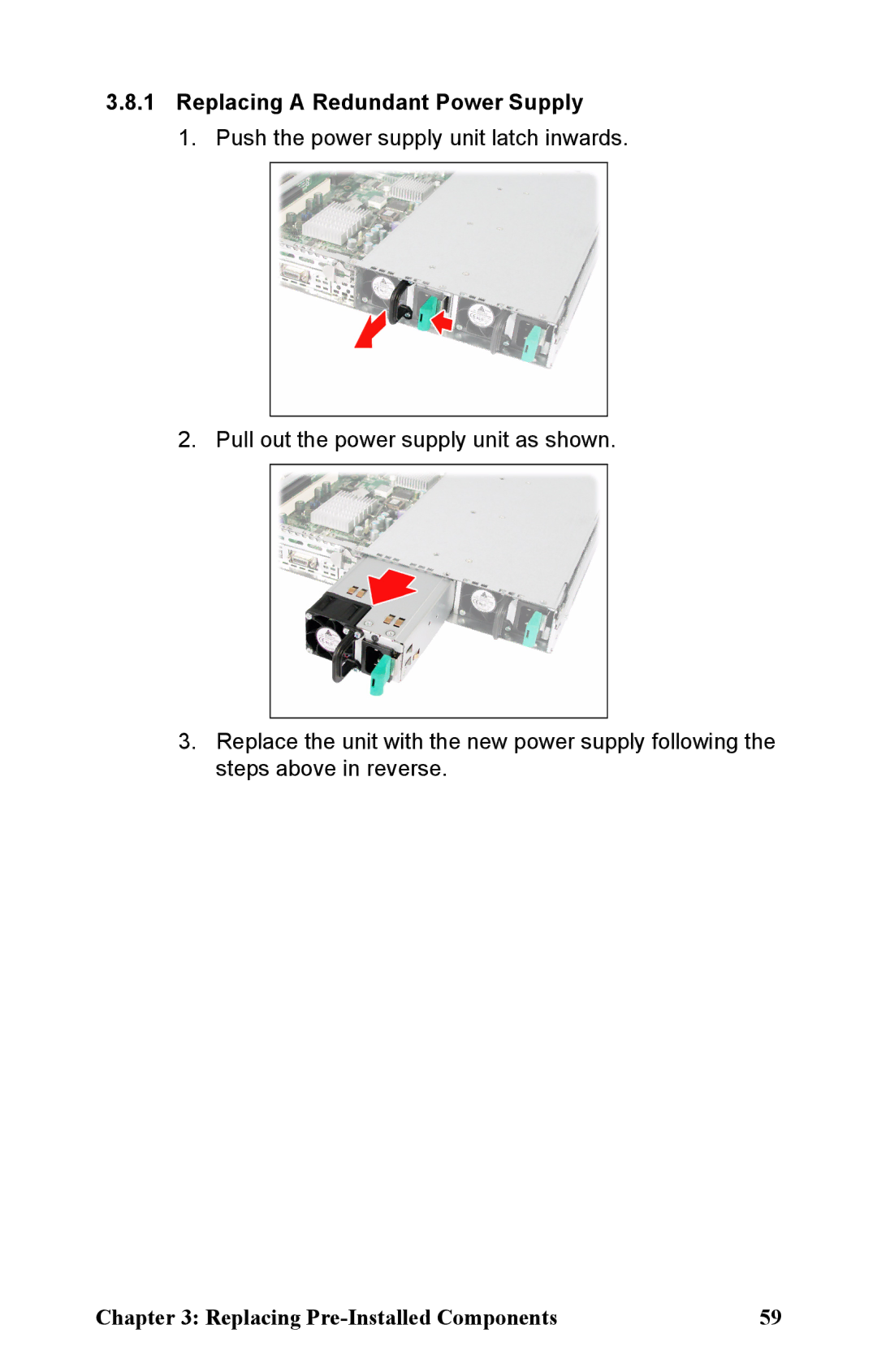 Tyan Computer B5381 manual Replacing a Redundant Power Supply 