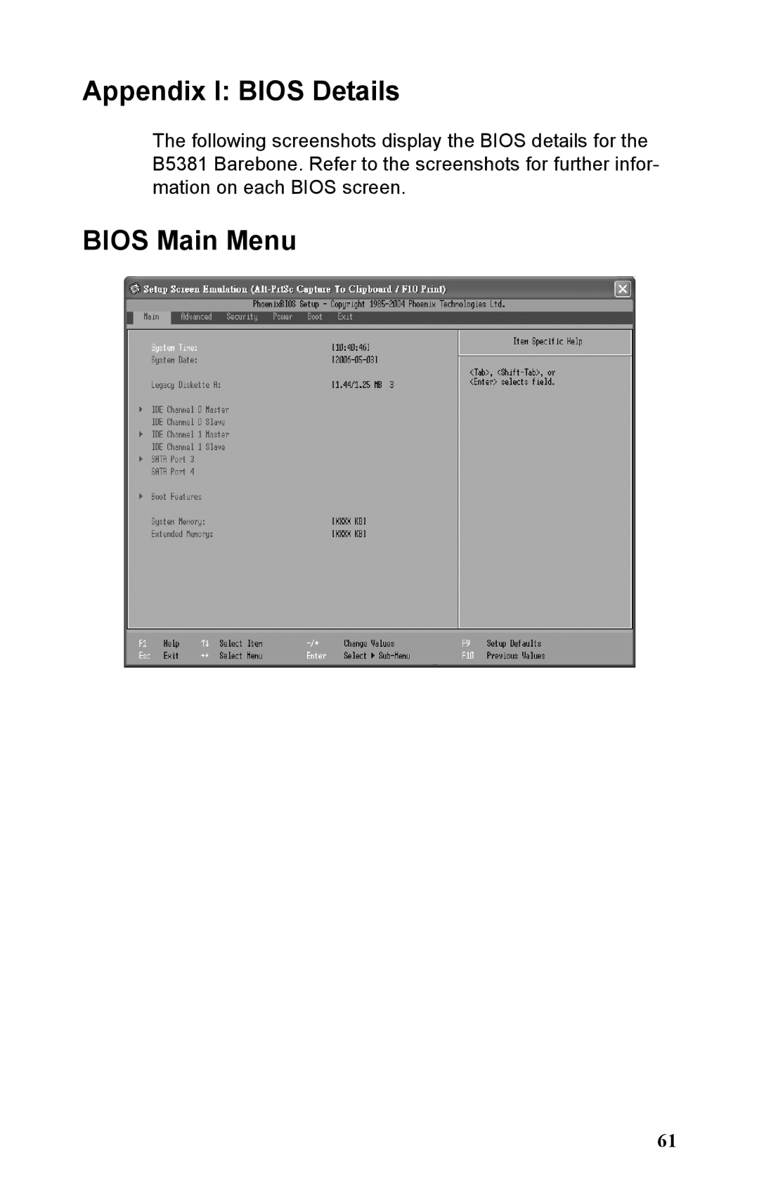 Tyan Computer B5381 manual Bios Main Menu 