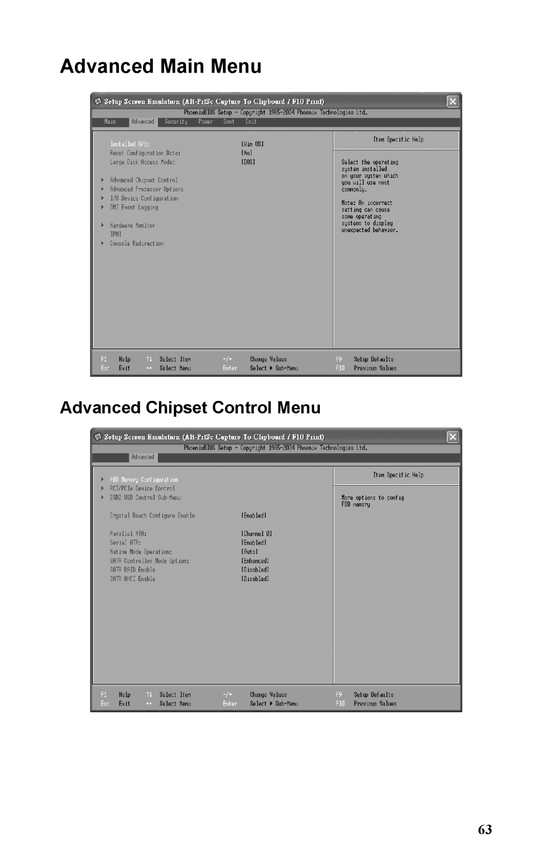 Tyan Computer B5381 manual Advanced Main Menu 