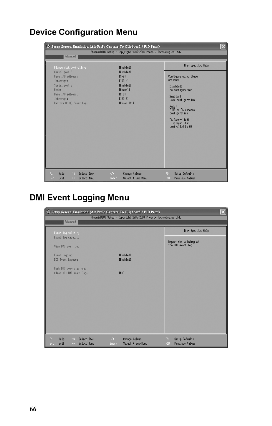 Tyan Computer B5381 manual Device Configuration Menu DMI Event Logging Menu 