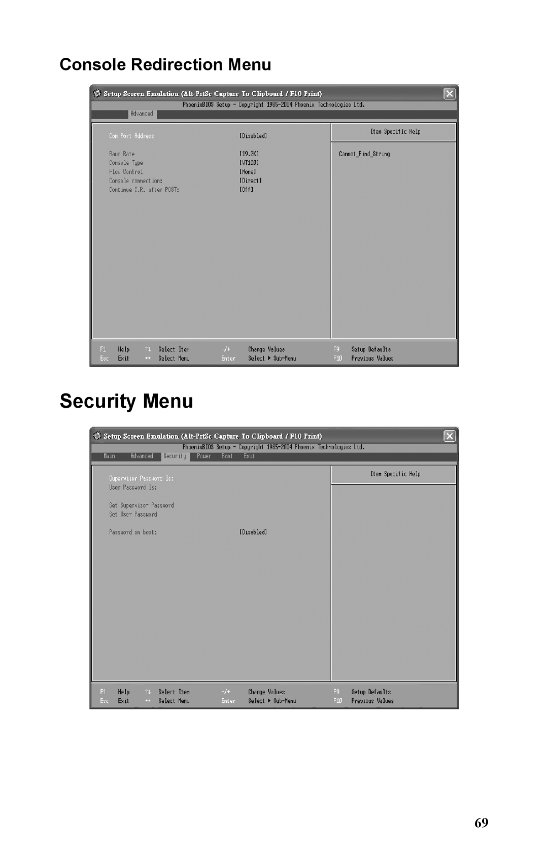 Tyan Computer B5381 manual Security Menu 