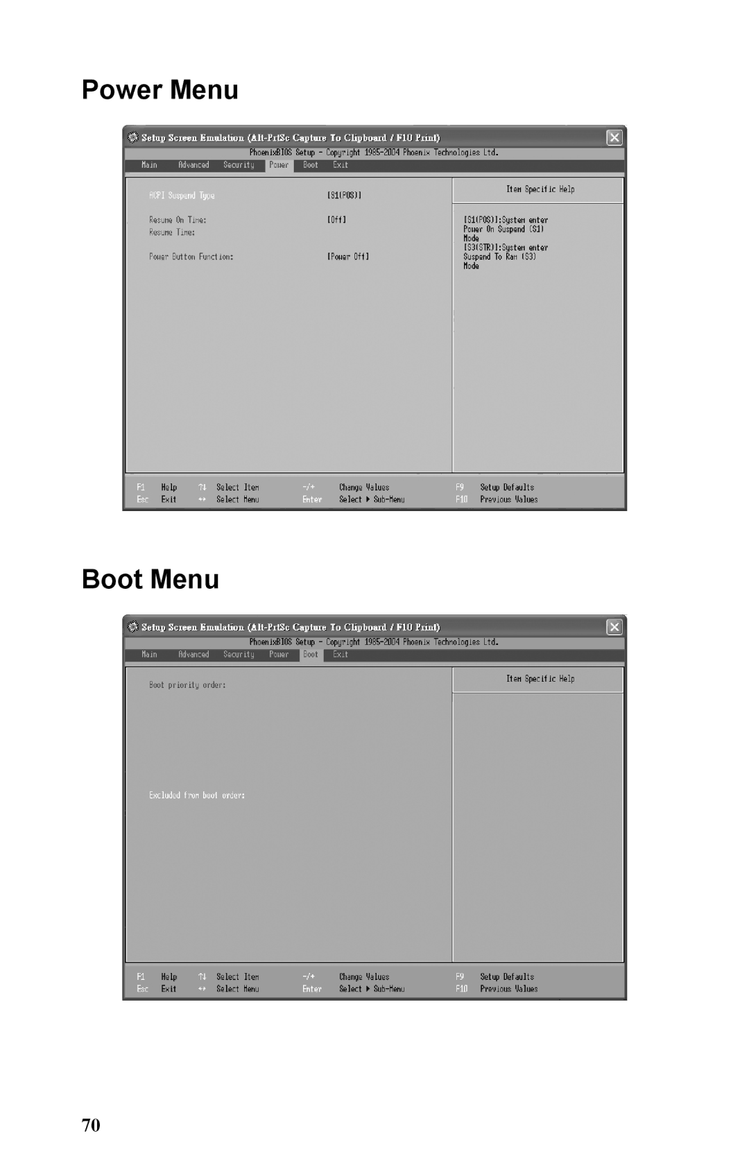 Tyan Computer B5381 manual Power Menu Boot Menu 