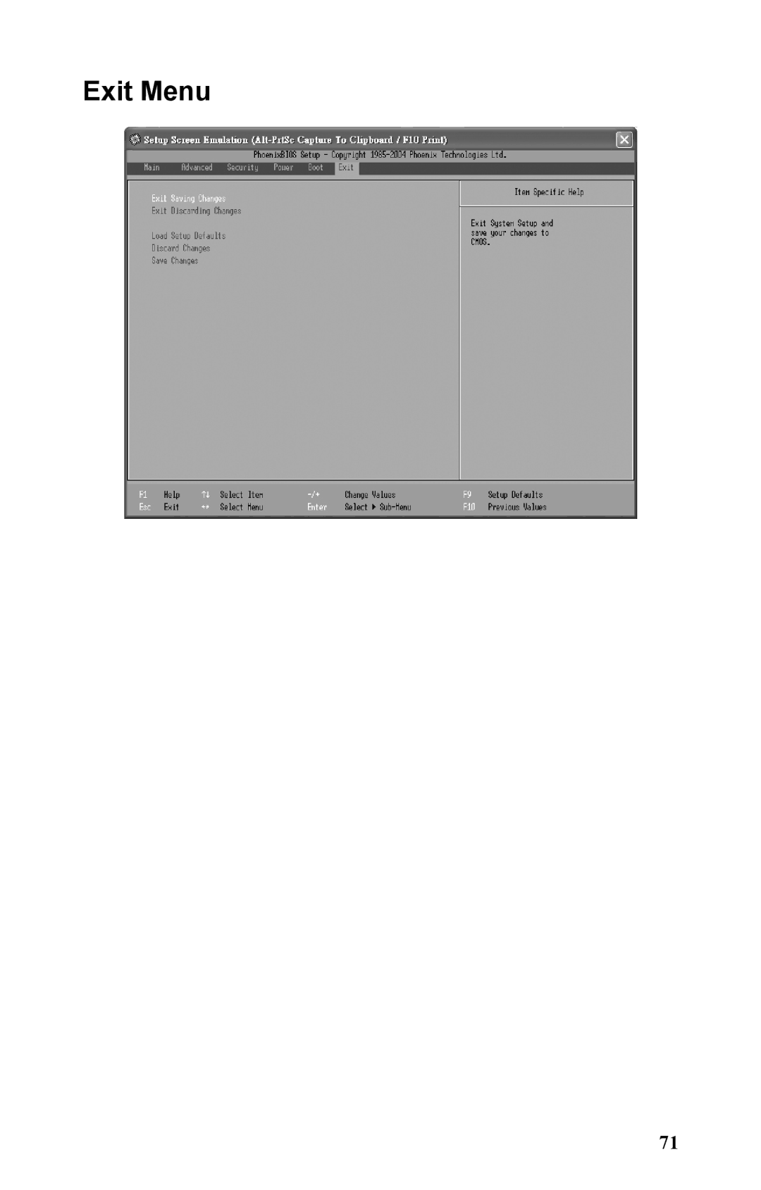 Tyan Computer B5381 manual Exit Menu 